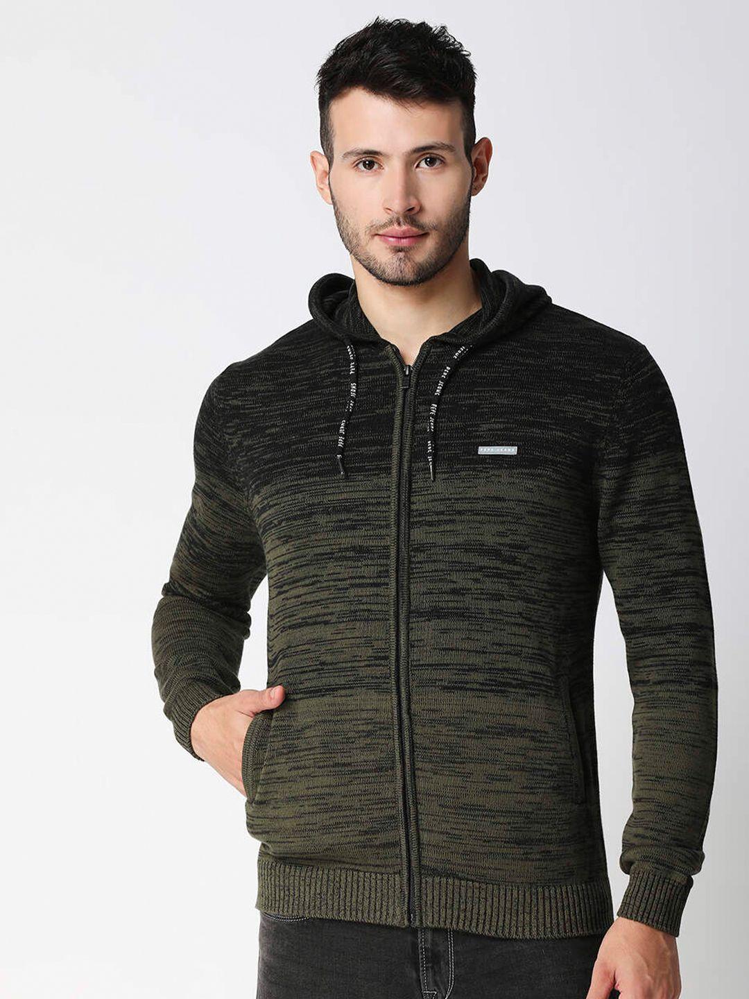 pepe jeans men olive green hoodie