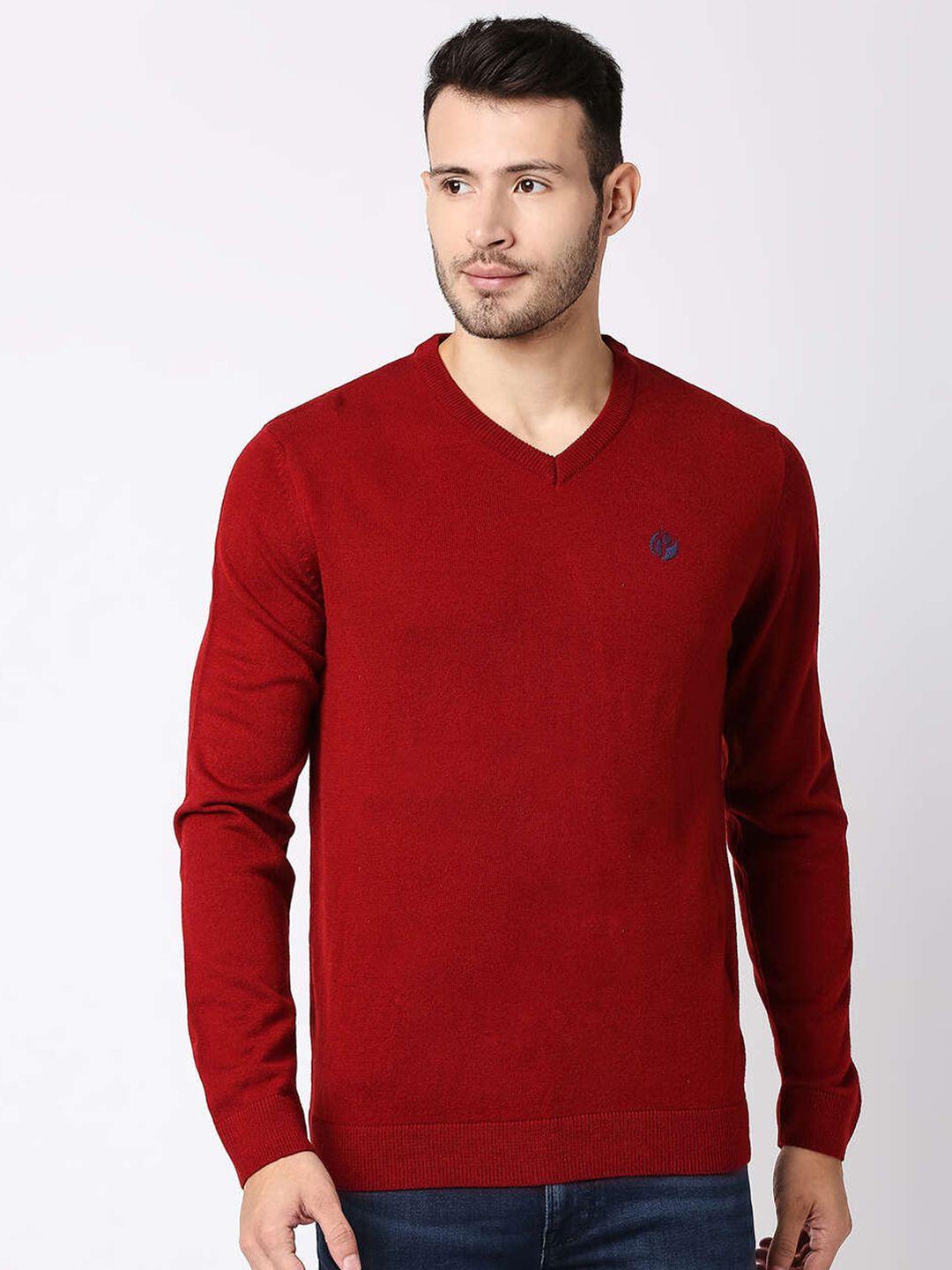 pepe jeans men red wool sweater