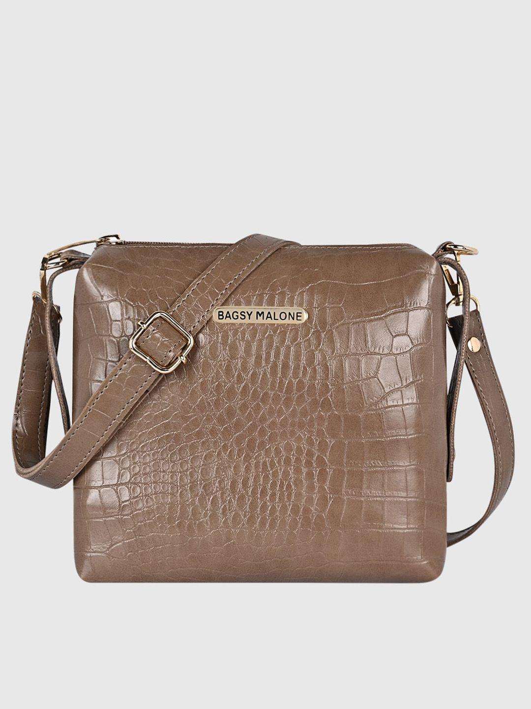 bagsy malone camel brown textured pu structured sling bag