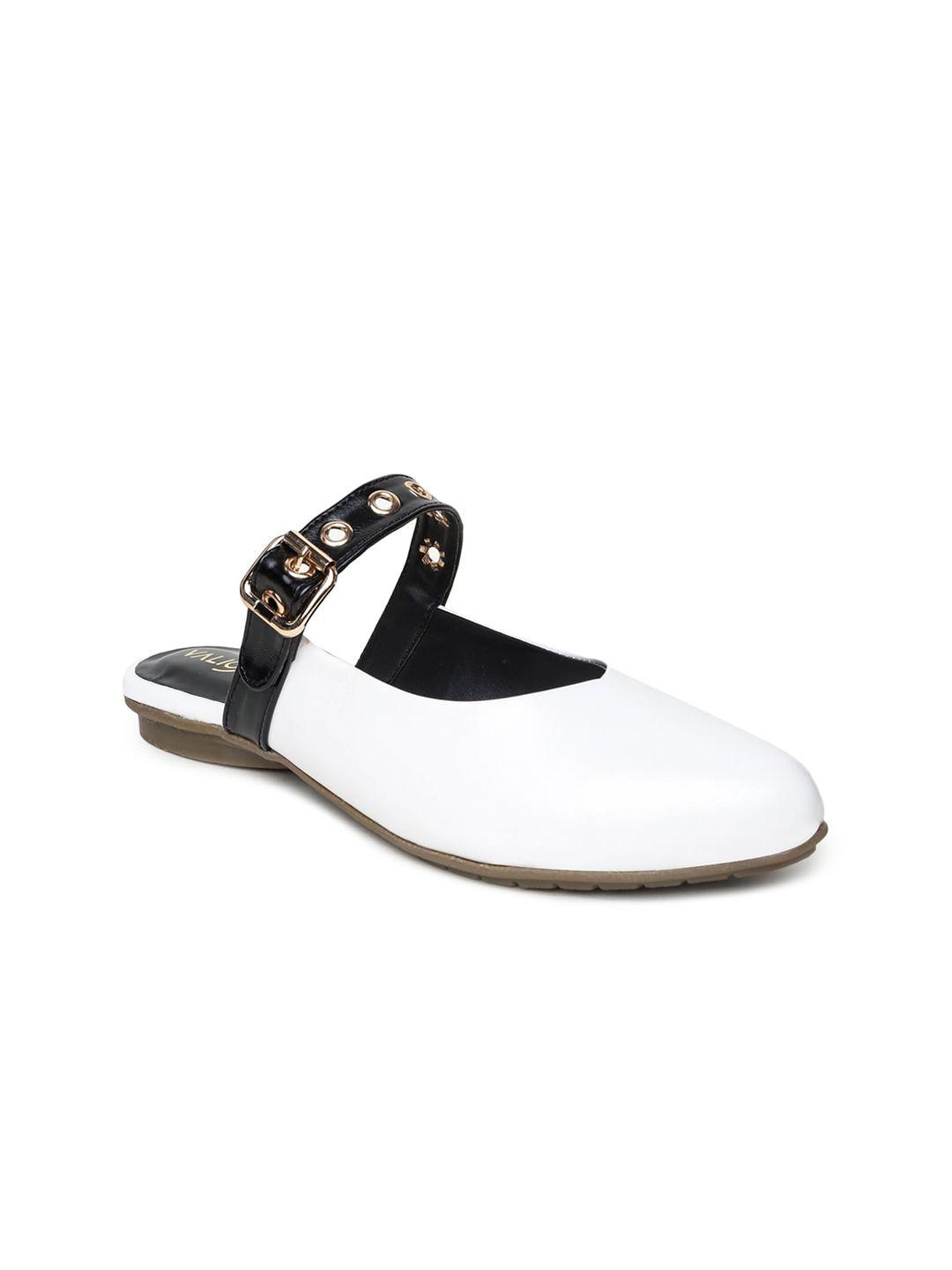 valiosaa women white solid synthetic ballerinas with buckles flats