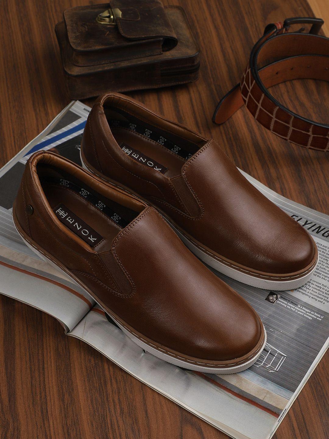 ezok men tan leather slip-on sneakers