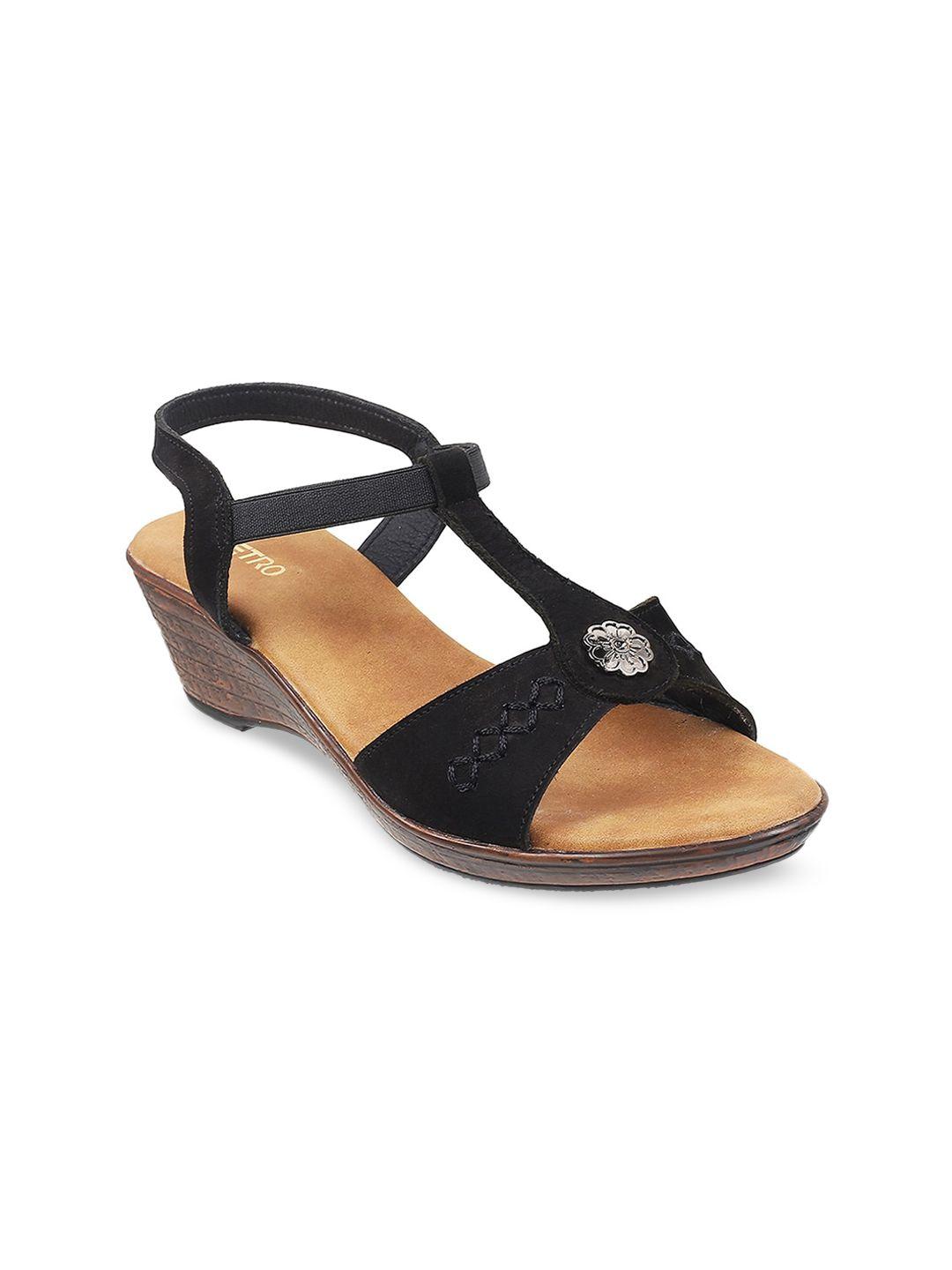 metro black textured wedge sandals