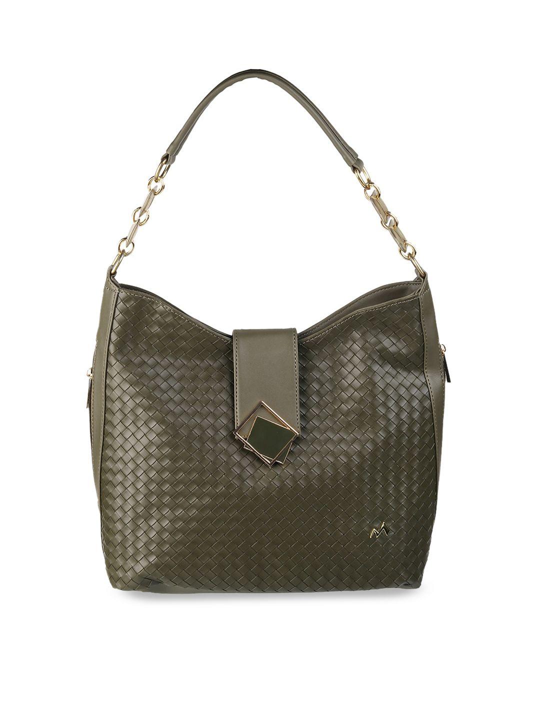 metro green textured structured hobo bag