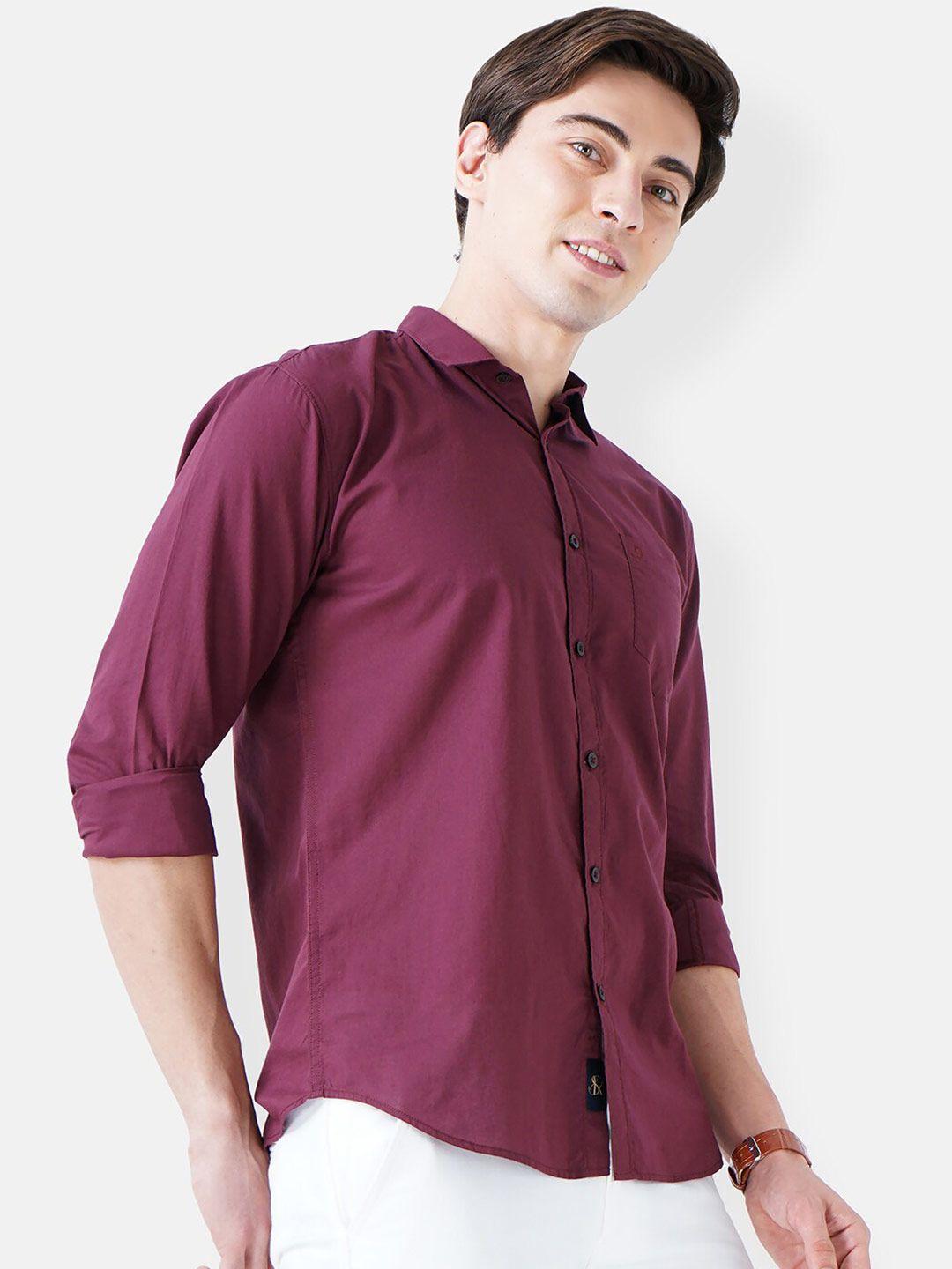 soratia men maroon slim fit casual shirt