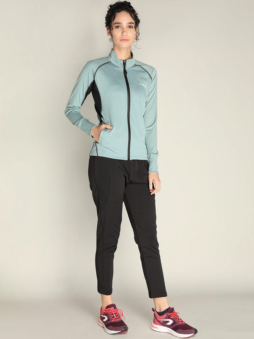 chkokko women sea green & black sports tracksuit