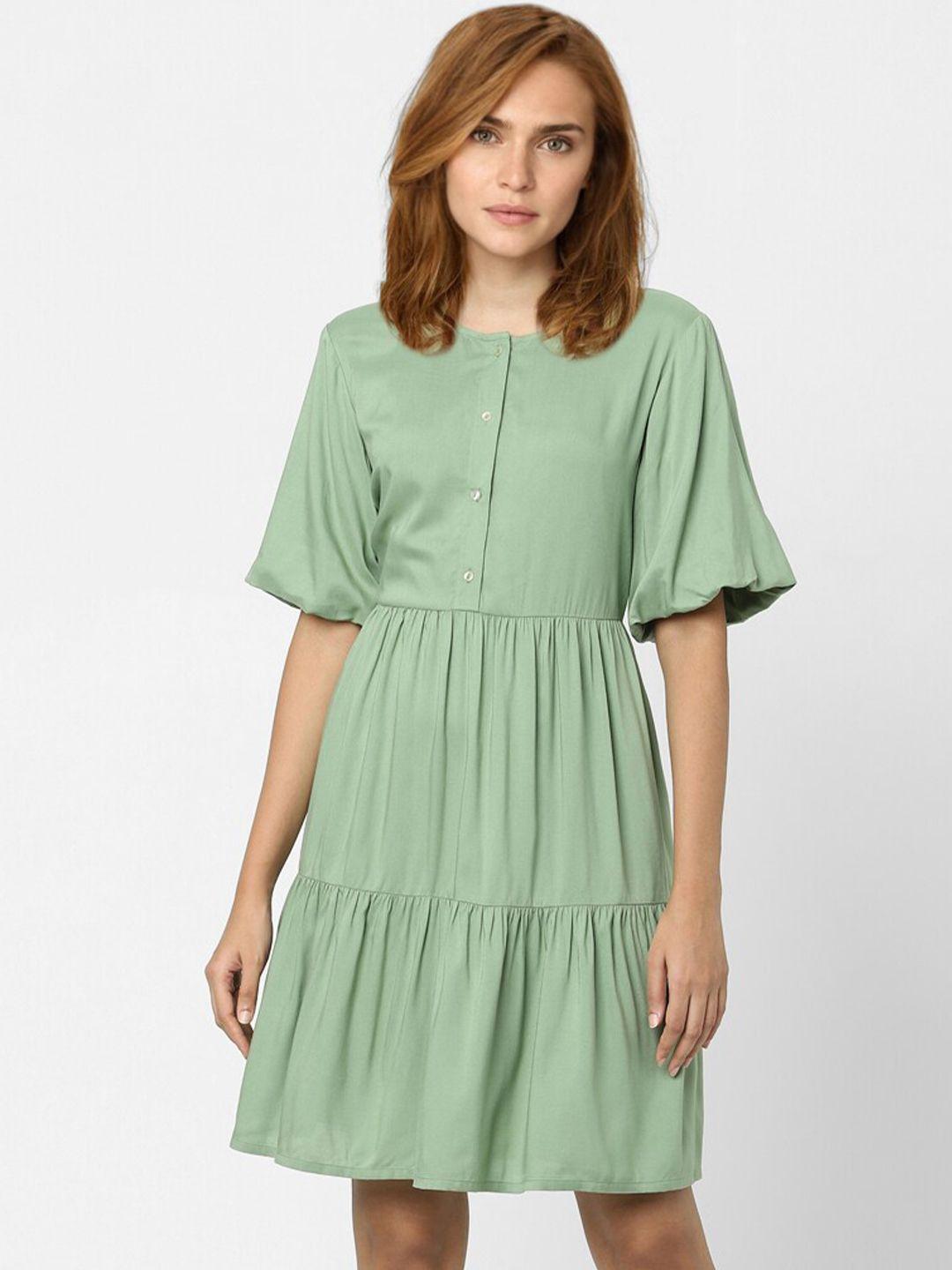 vero moda women green solid dress