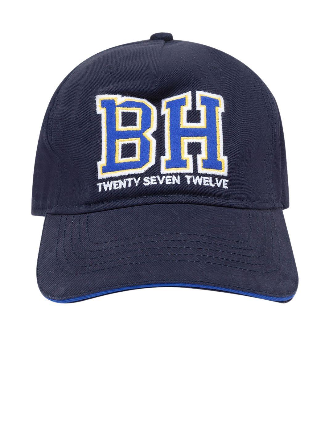 being human men navy blue & white printed visor cap