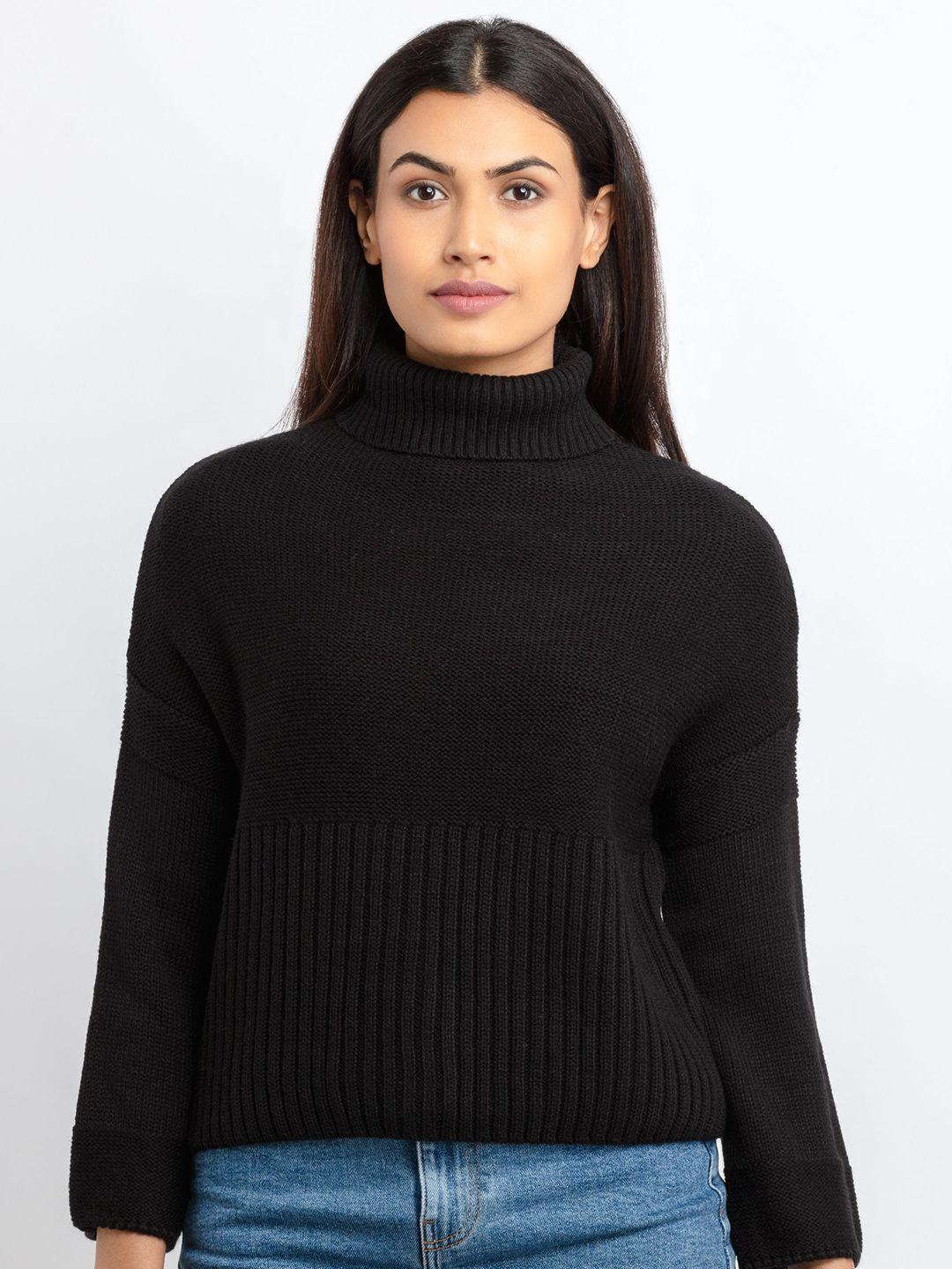 status quo women black solid pullover