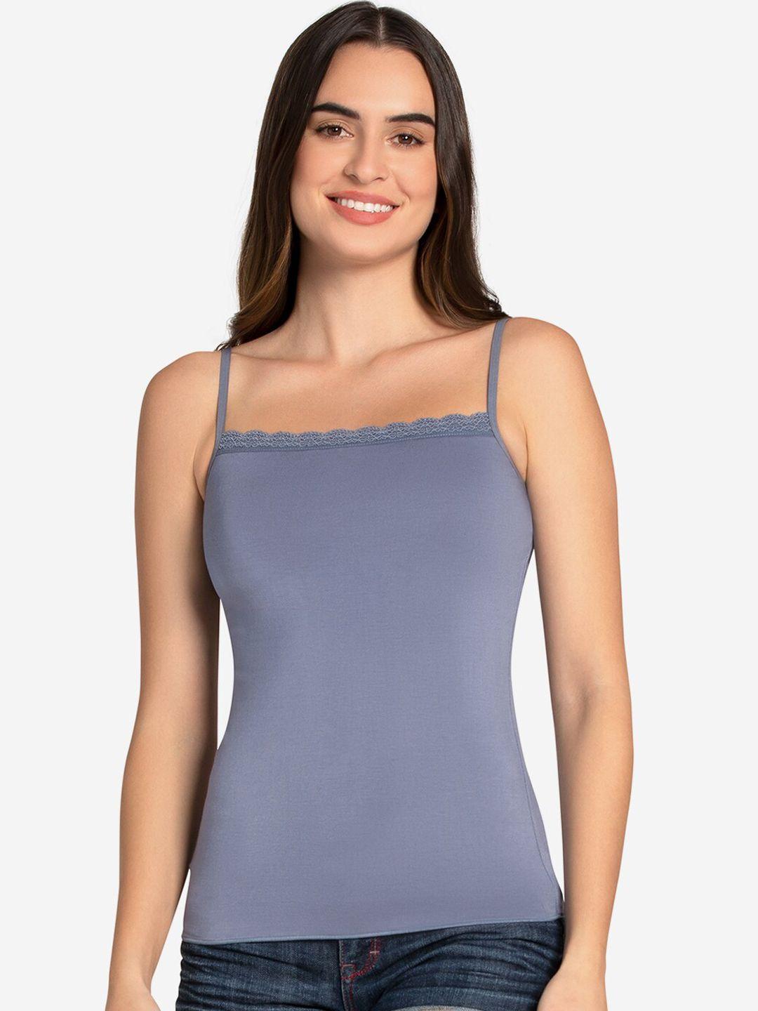 amante women blue solid non-padded camisoles