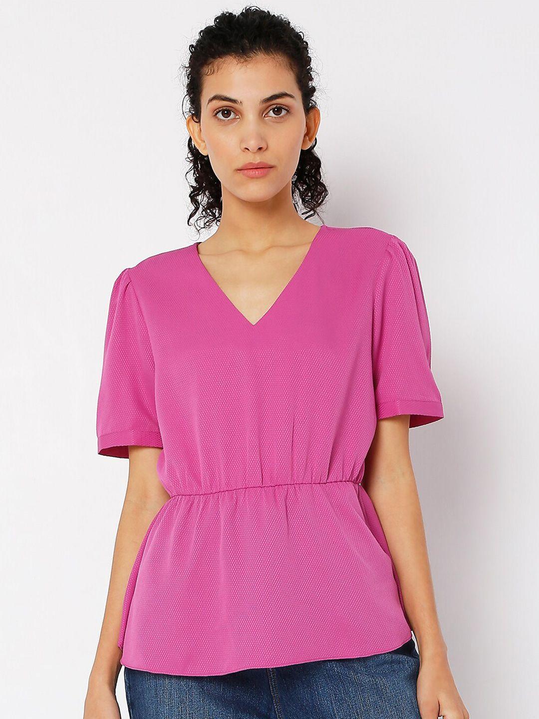 vero moda purple cinched waist top