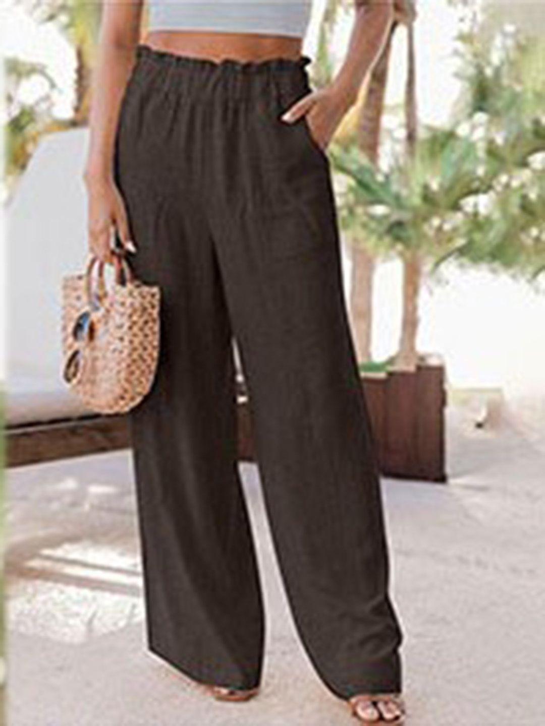 la aimee women brown solid trousers