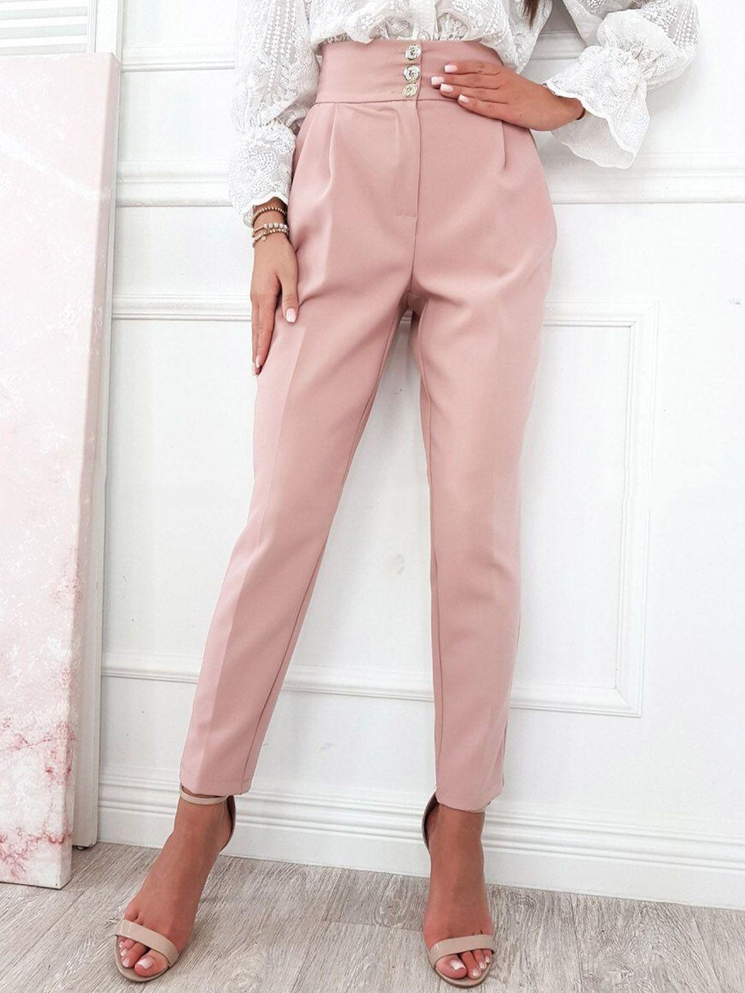 la aimee women pink solid trousers