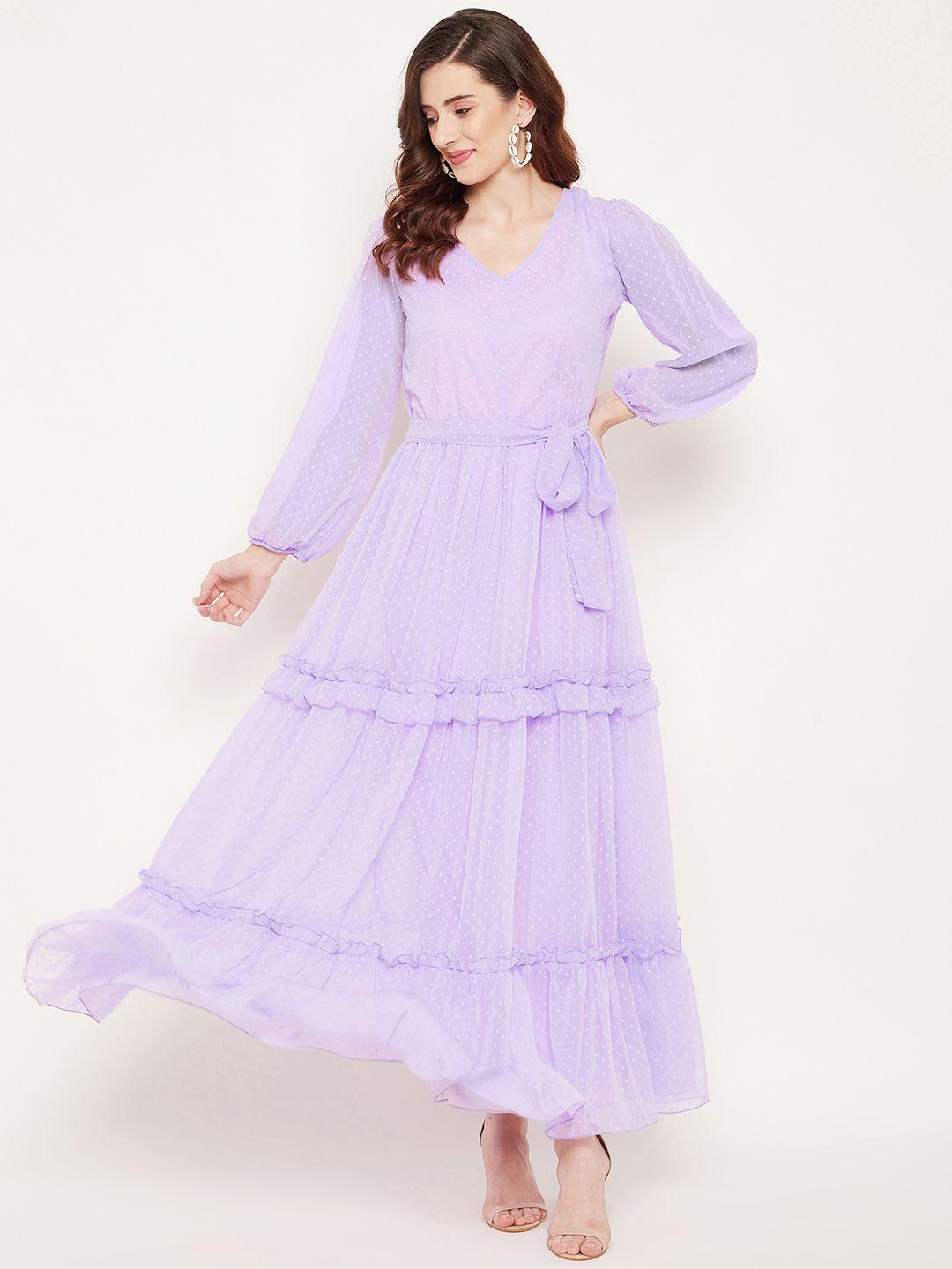 bitterlime women mauve georgette maxi dress