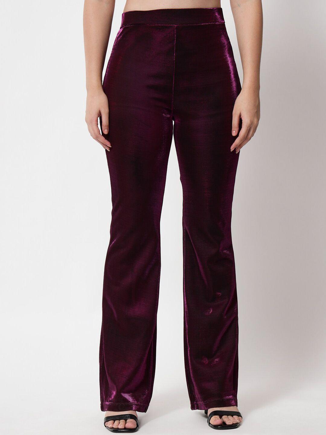 orchid hues women fuchsia high-rise shimmer trouser