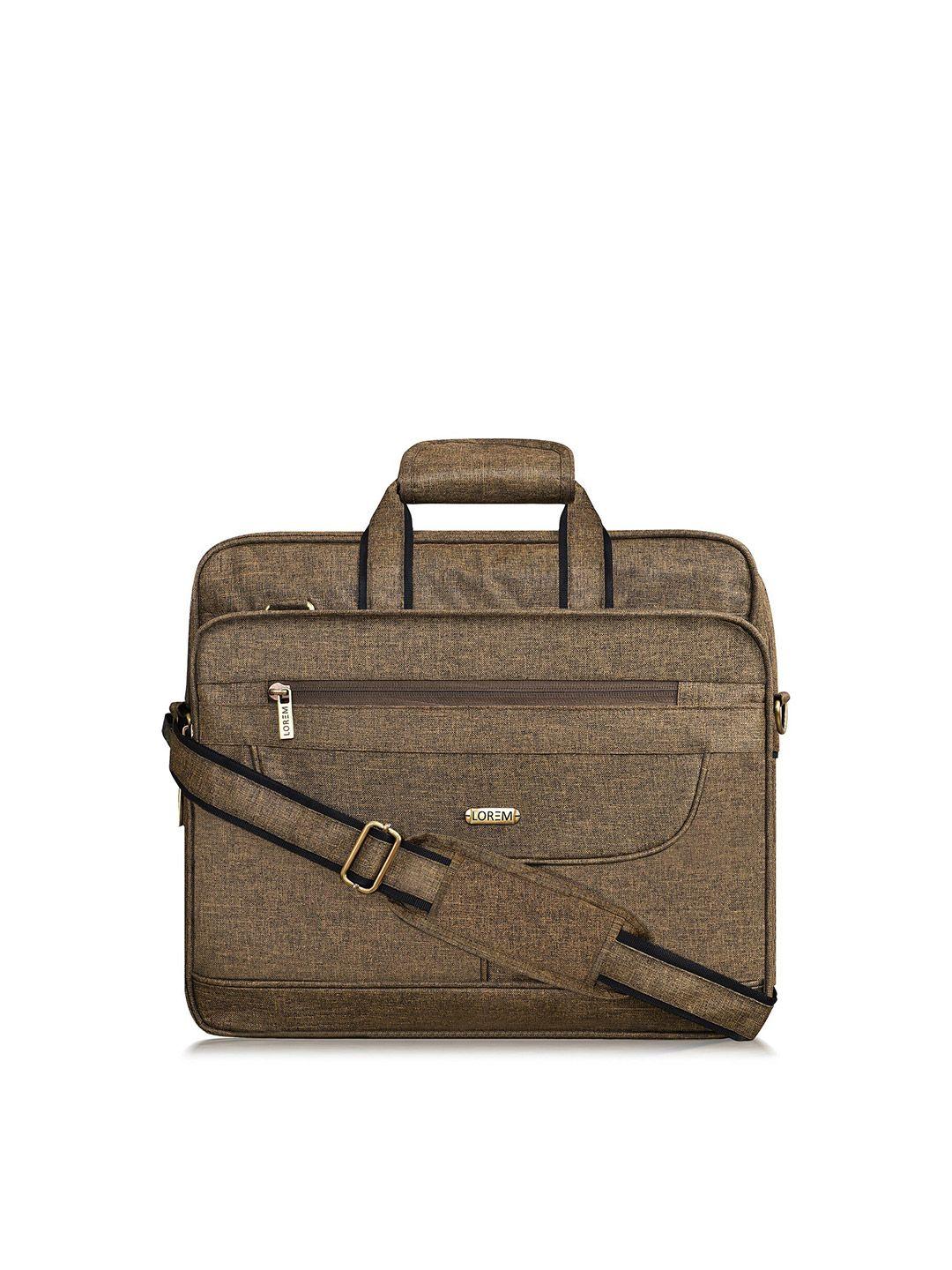 lorem men khaki textured laptop bag