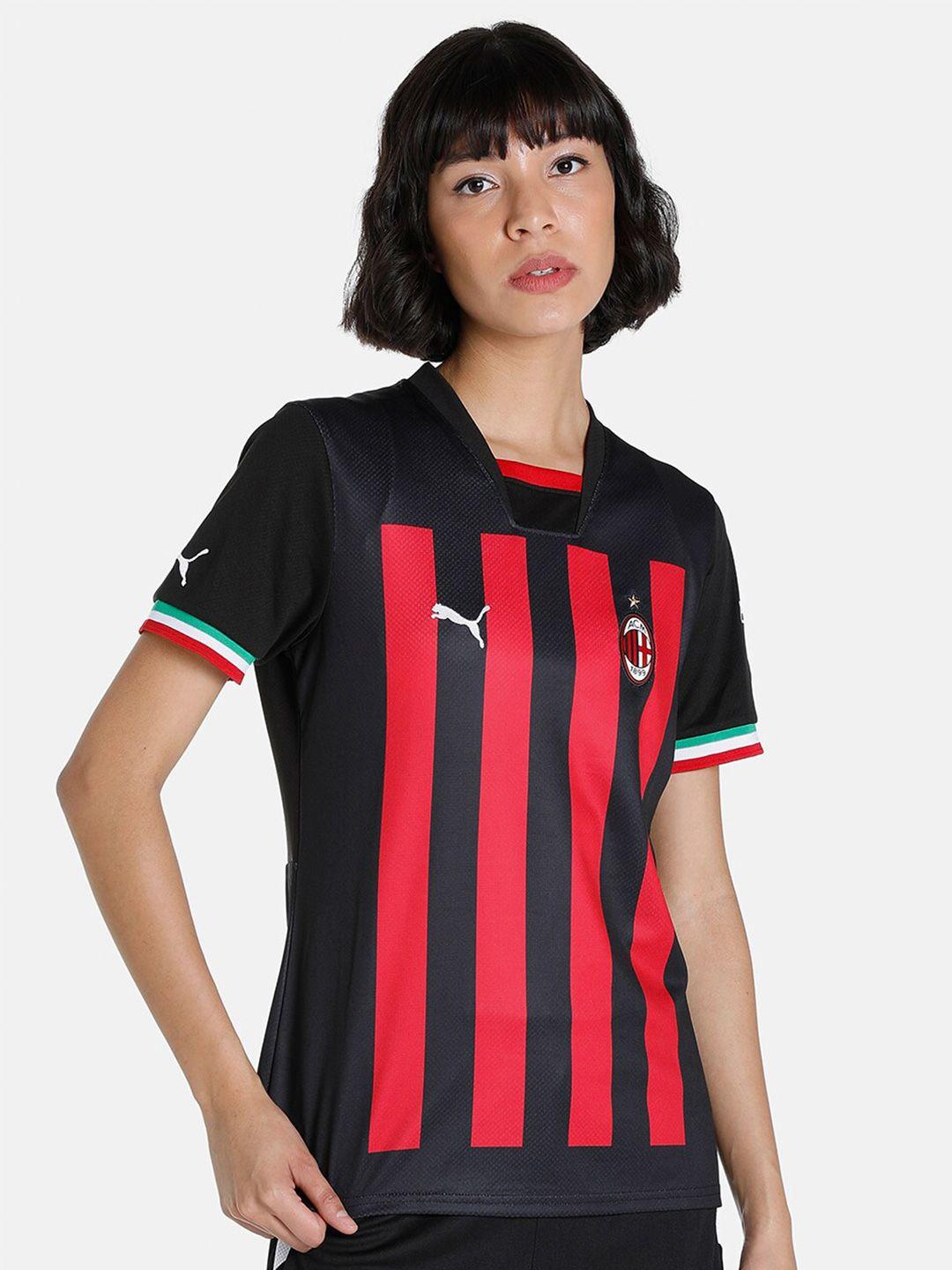 puma women black & red a.c. milan home 22/23 replica jersey