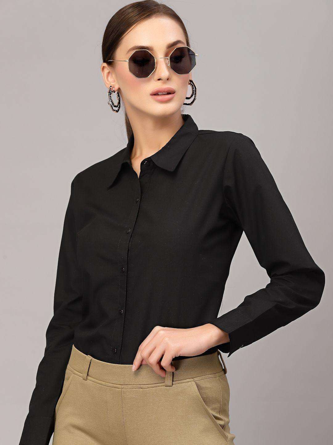 style quotient women black formal shirt