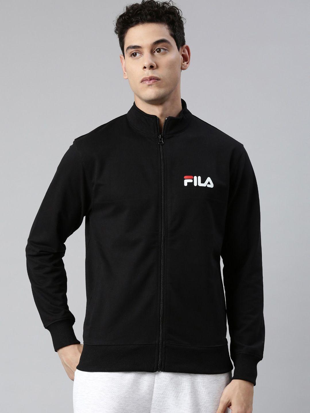 fila men black solid sporty jacket