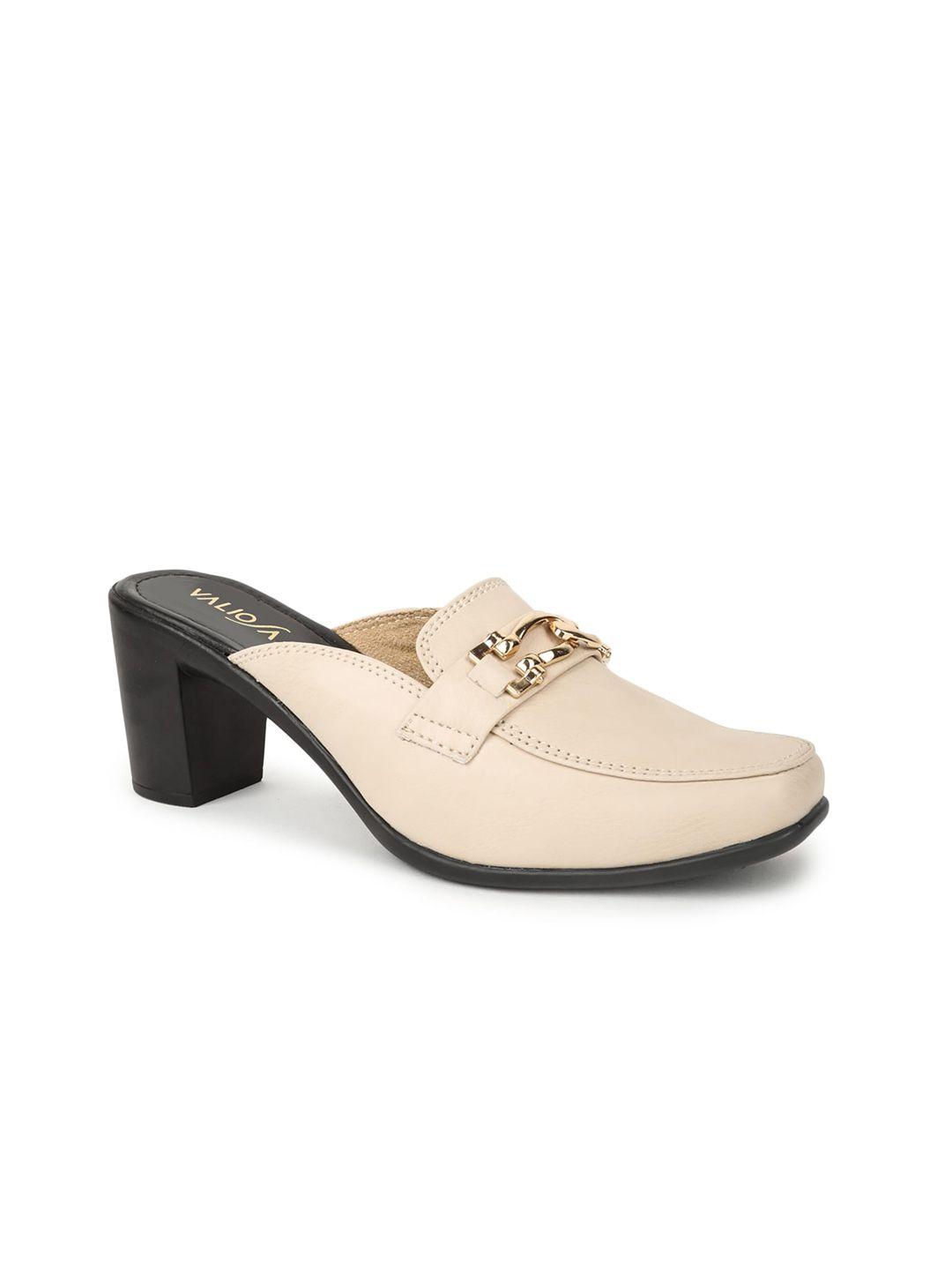 valiosaa cream-coloured work block mules