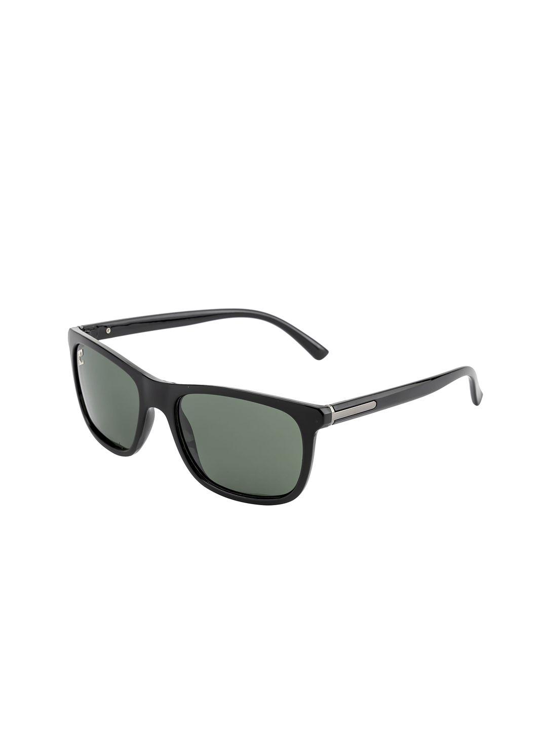 clark n palmer unisex green lens & black square sunglasses with polarised and uv protected lens