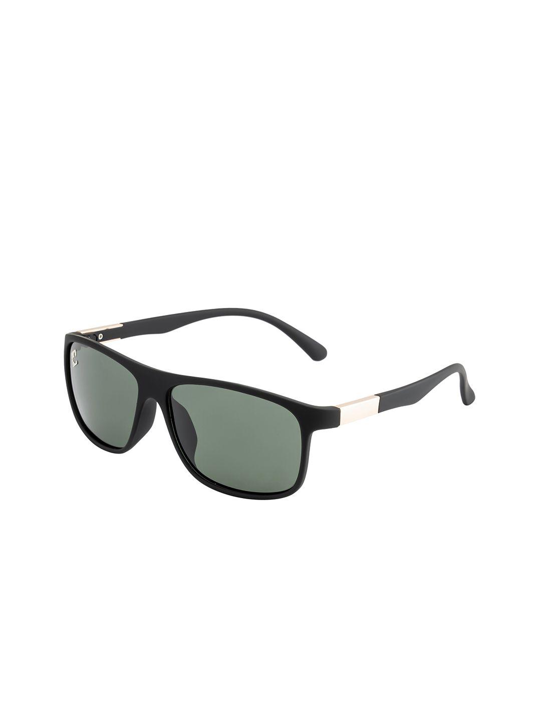 clark n palmer unisex green lens & black wayfarer sunglasses with polarised and uv protected lens