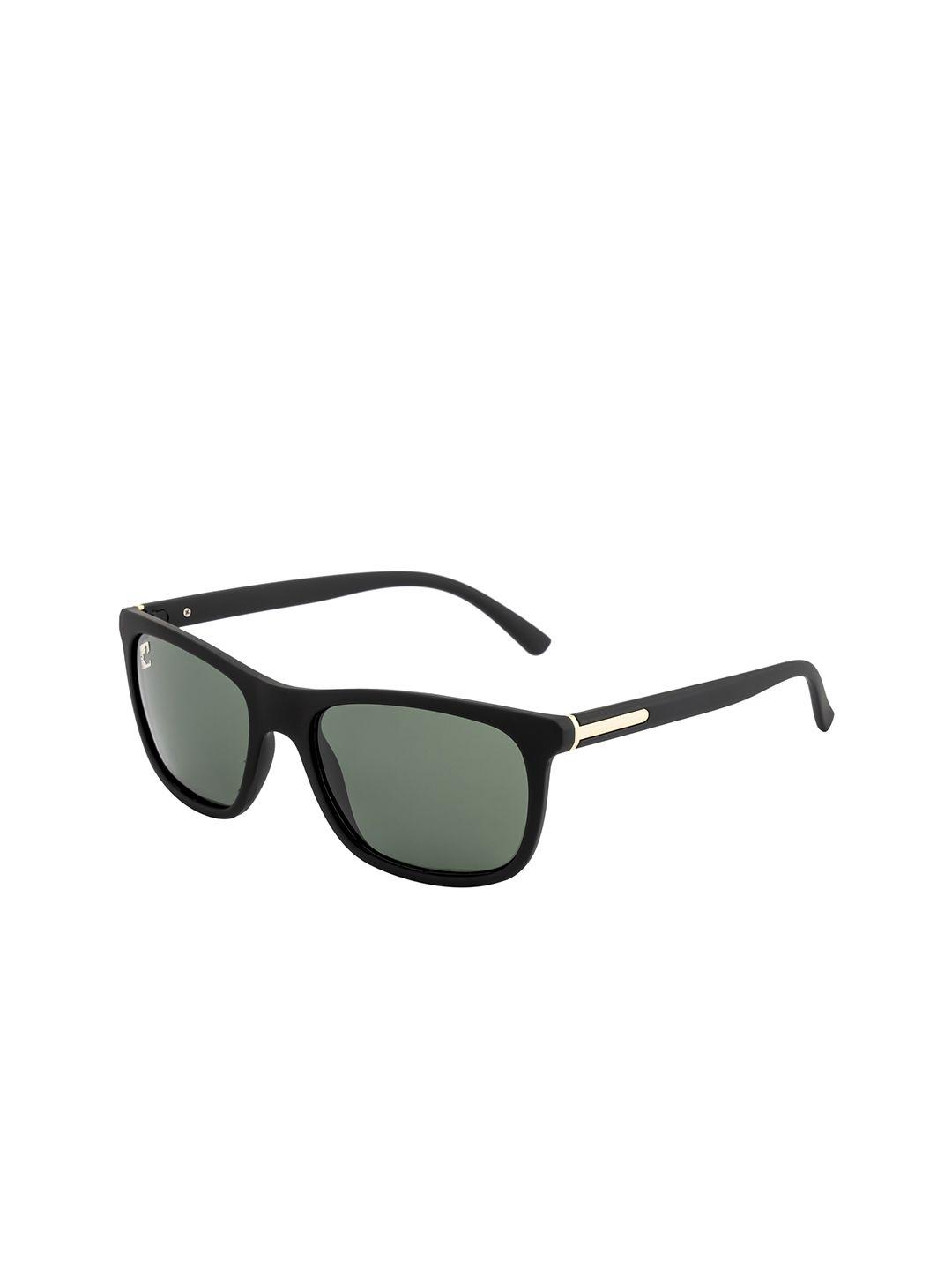 clark n palmer unisex green lens & black square sunglasses with polarised and uv protected lens