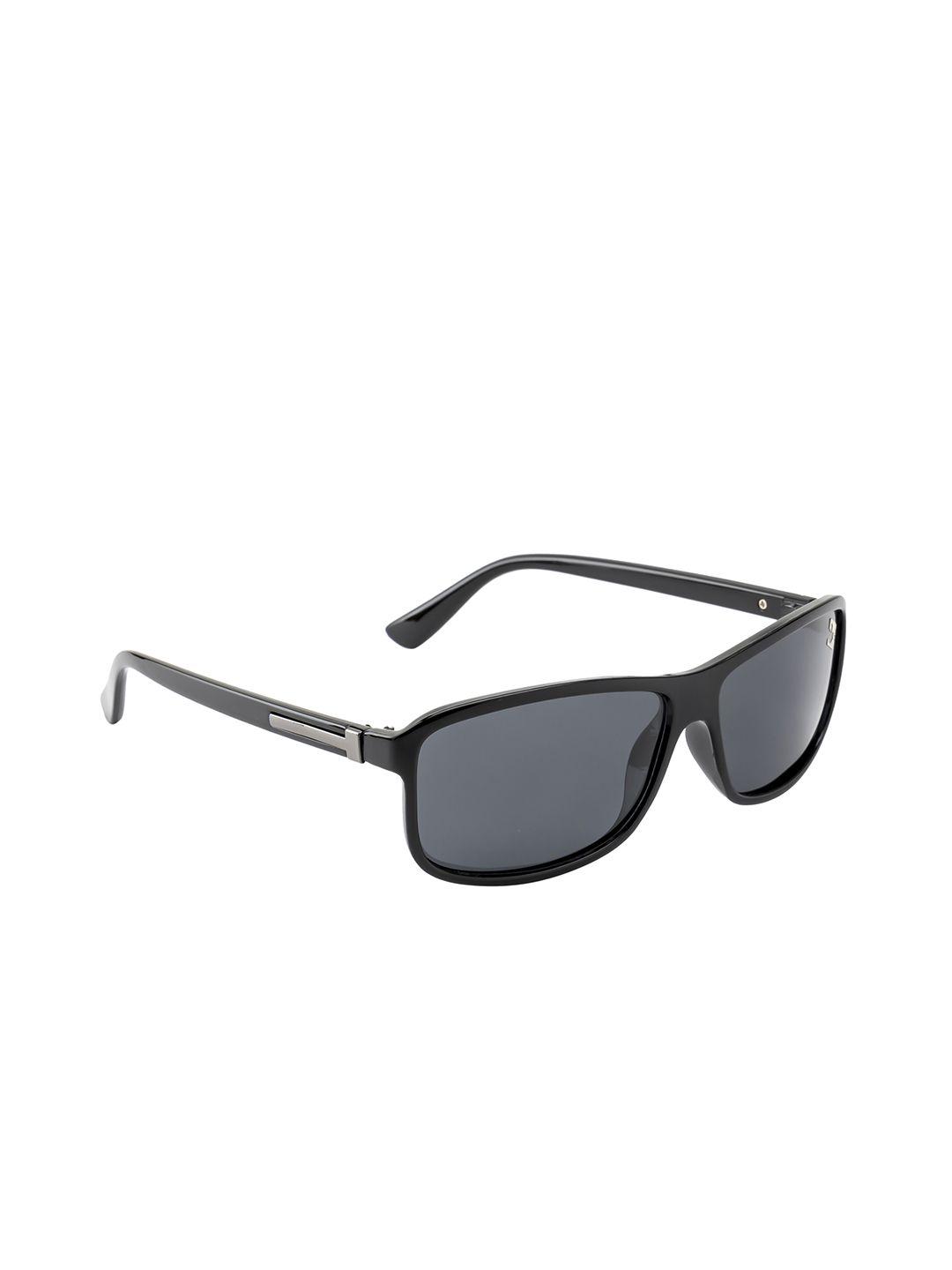 clark n palmer unisex black lens & black wayfarer sunglasses with polarised and uv protected lens