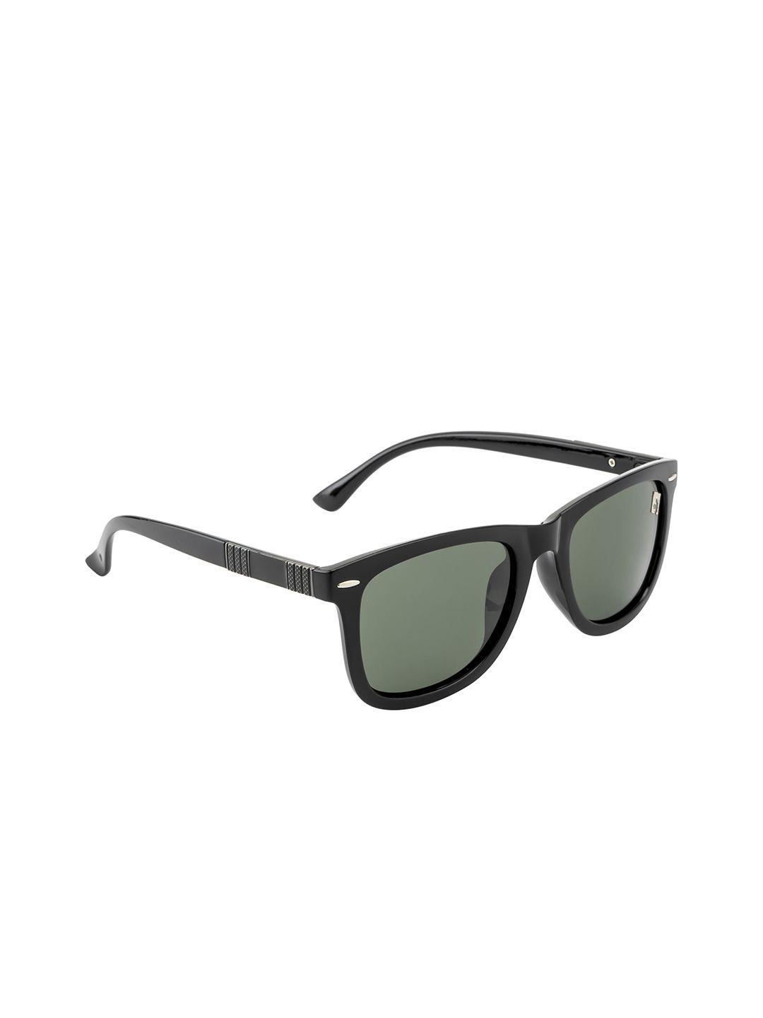 clark n palmer unisex green lens & black wayfarer sunglasses with polarised and uv protected lens