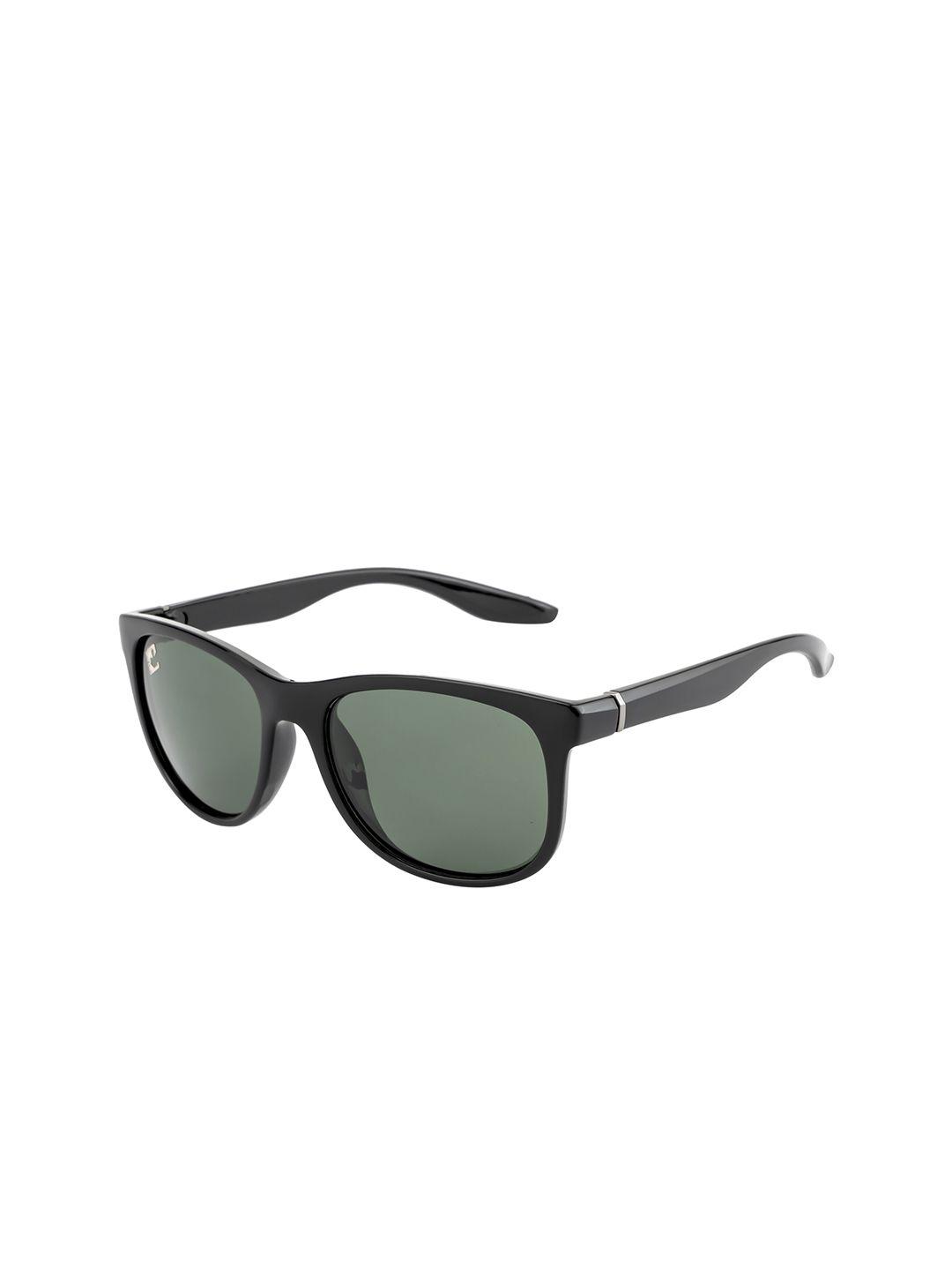 clark n palmer unisex green lens & black wayfarer sunglasses with polarised and uv protected lens