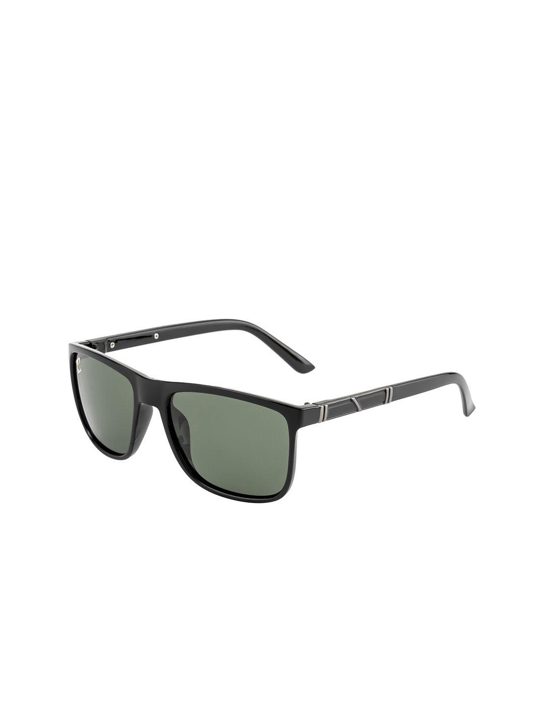 clark n palmer unisex green lens & black square sunglasses with polarised and uv protected lens