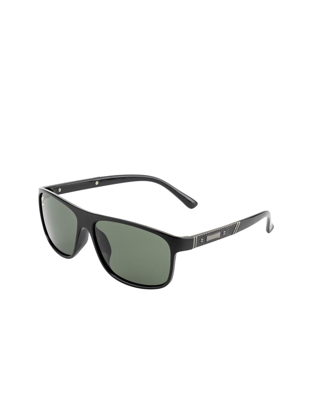 clark n palmer unisex green lens & black square sunglasses with polarised and uv protected lens