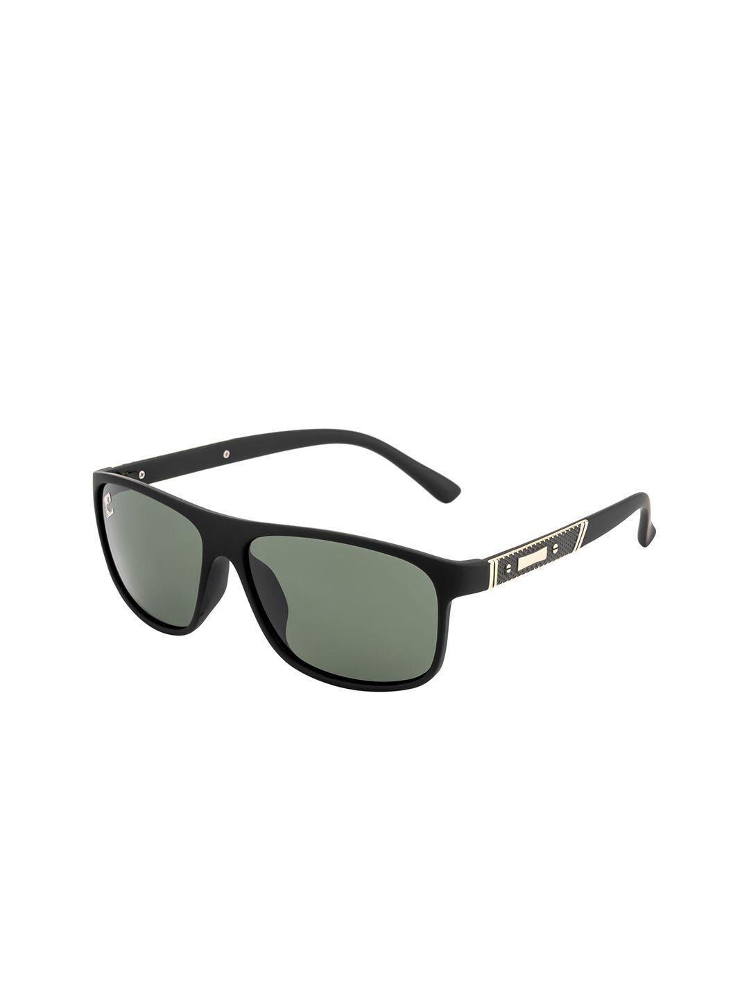 clark n palmer unisex green lens & black square sunglasses with polarised and uv protected lens