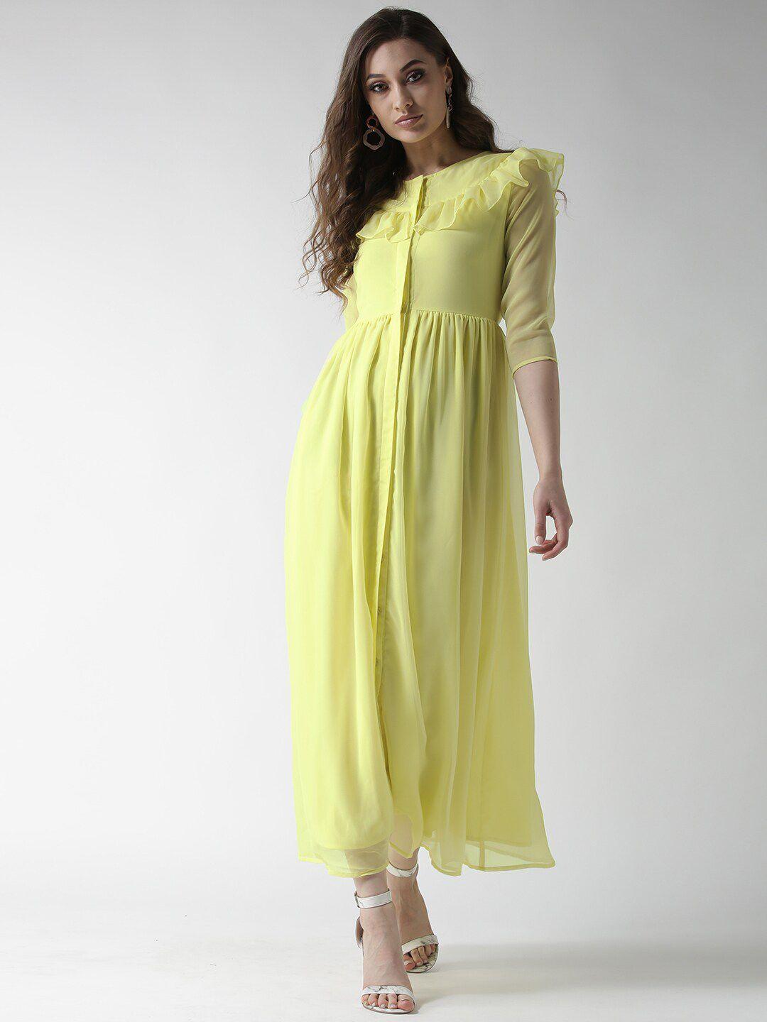 la zoire yellow georgette maxi dress