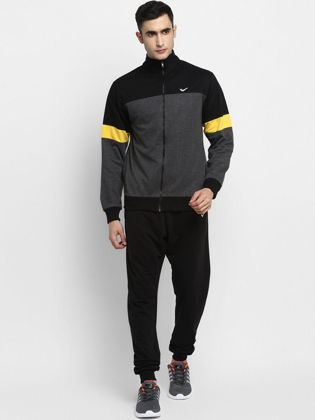 yuuki men melange grey colourblocked tracksuits