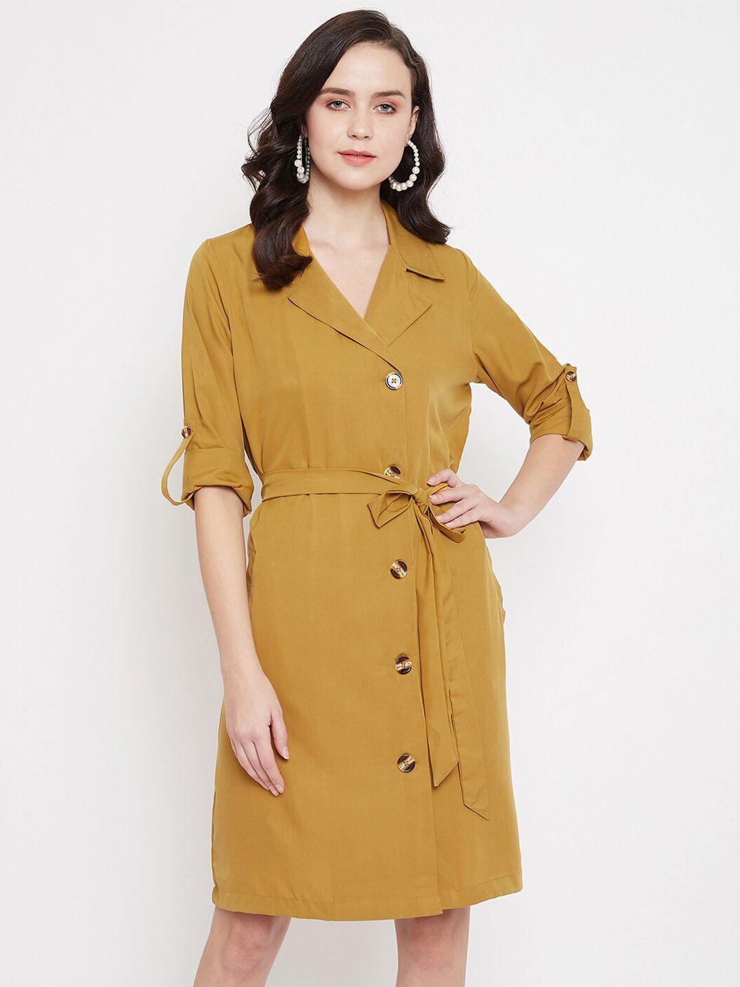 color cocktail khaki crepe shirt dress