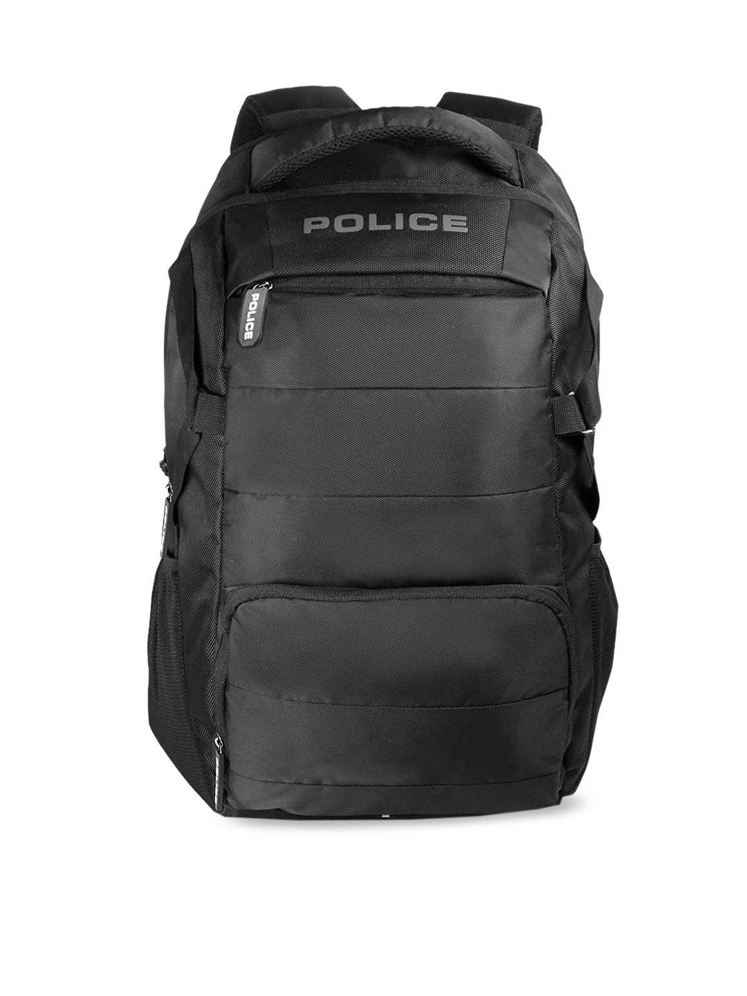 police unisex black solid backpacks