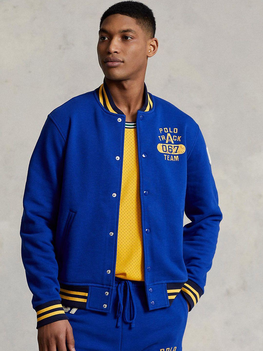 polo ralph lauren men blue solid varsity jackets