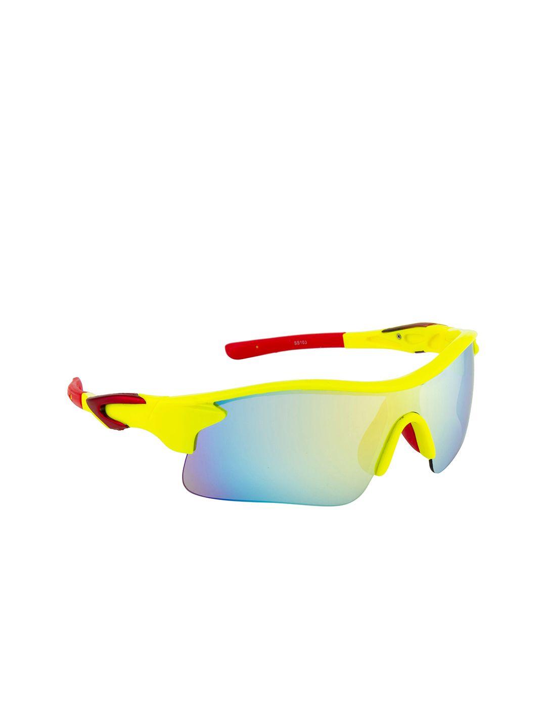 clark n palmer unisex mirrored lens & yellow sports sunglasses with uv protected lens