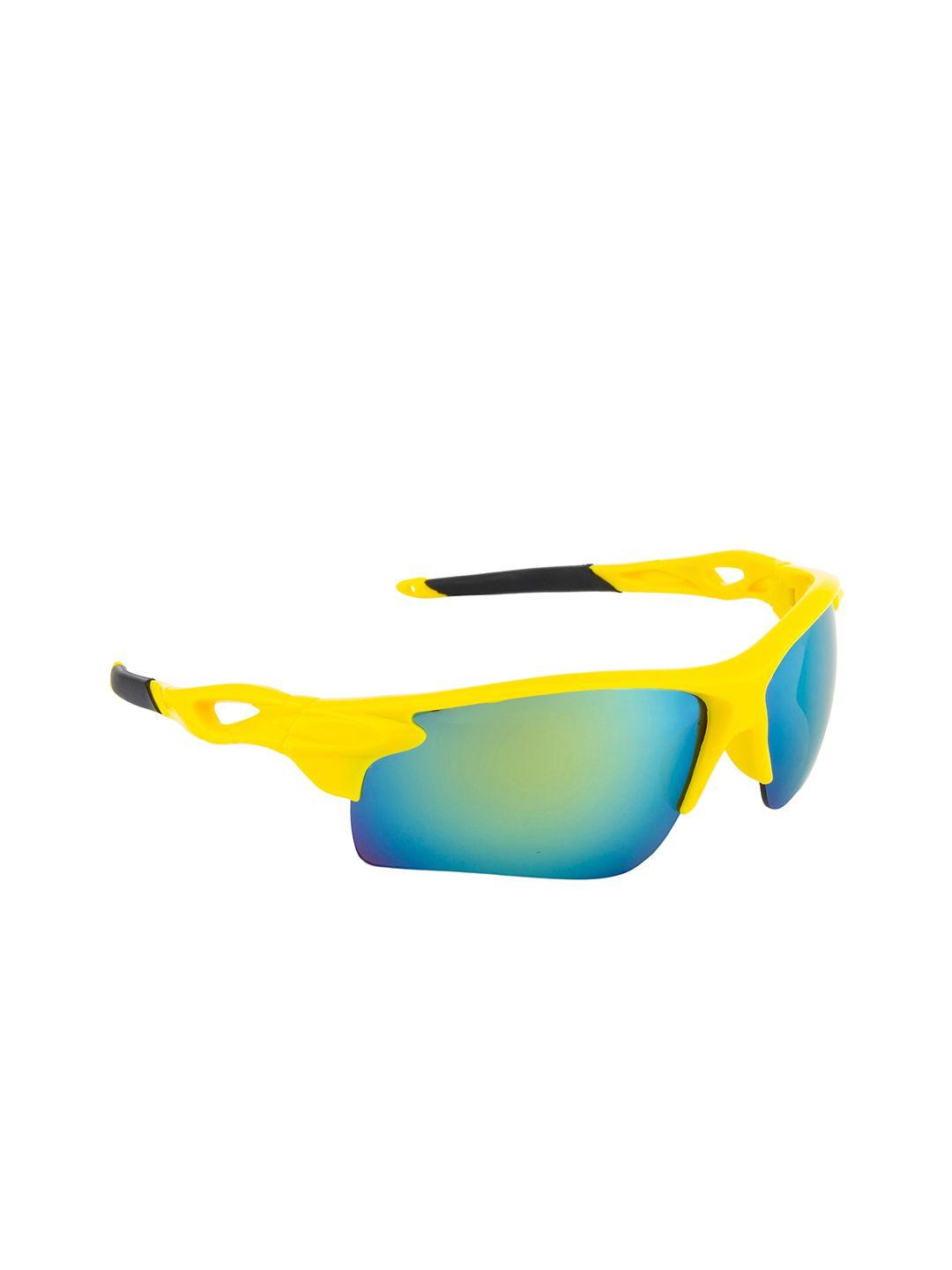 clark n palmer unisex mirrored lens & yellow sports sunglasses with uv protected lens