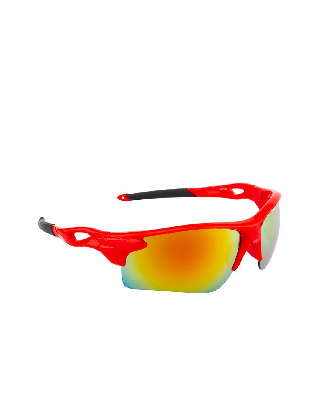 clark n palmer unisex mirrored lens & red sports sunglasses with uv protected lens