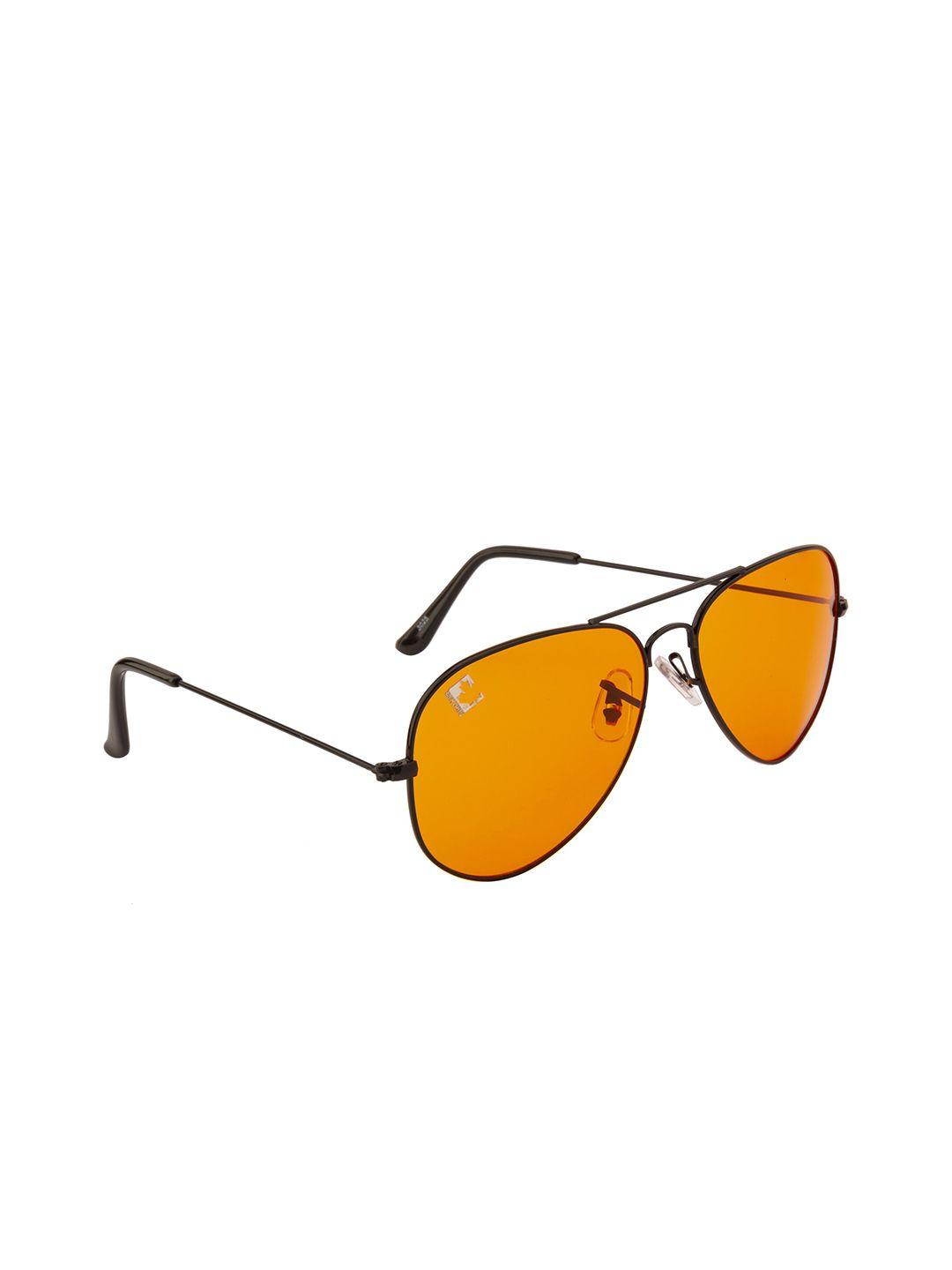 clark n palmer unisex orange lens & black aviator sunglasses with uv protected lens