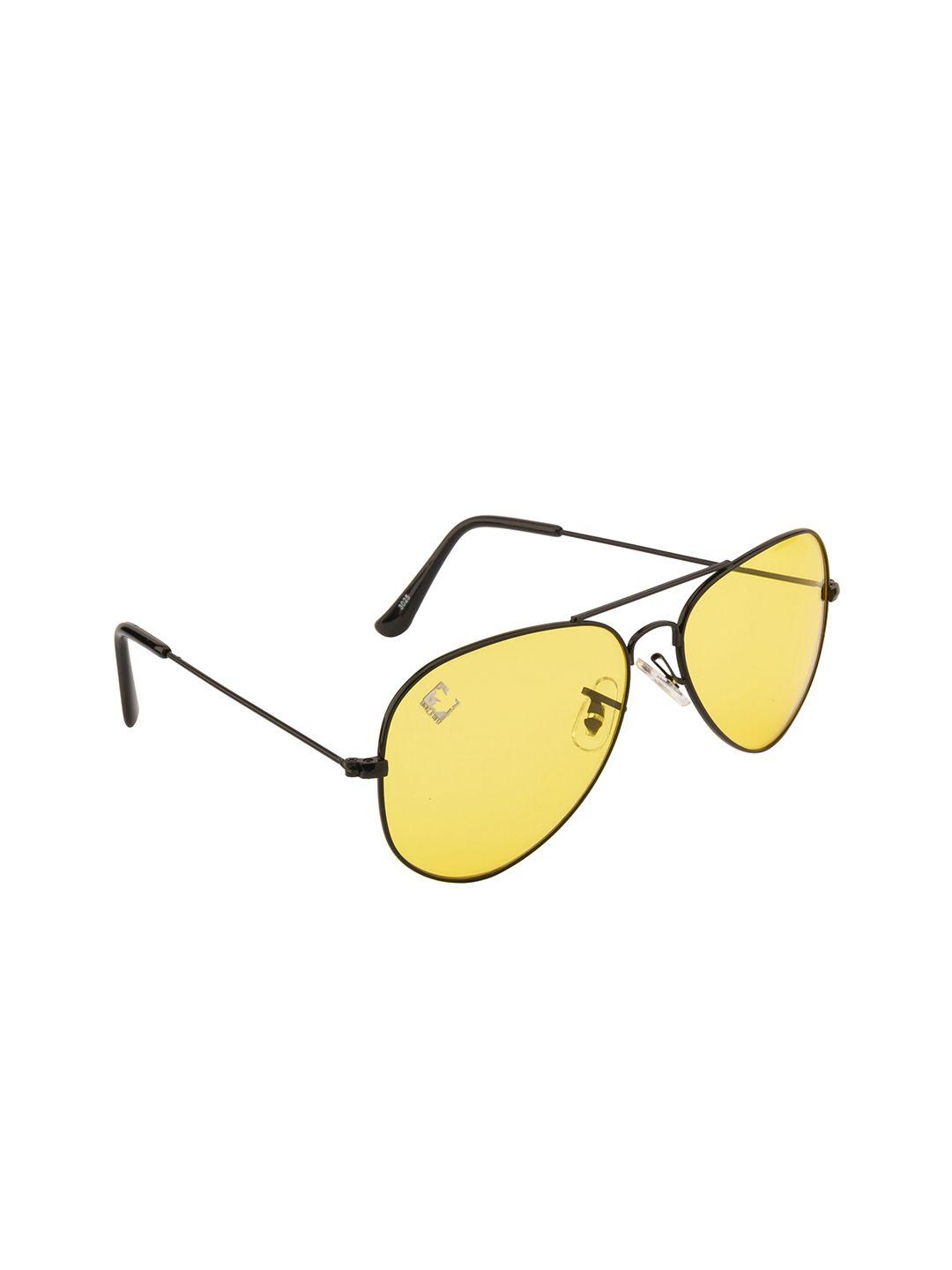 clark n palmer unisex yellow lens & black aviator sunglasses with uv protected lens