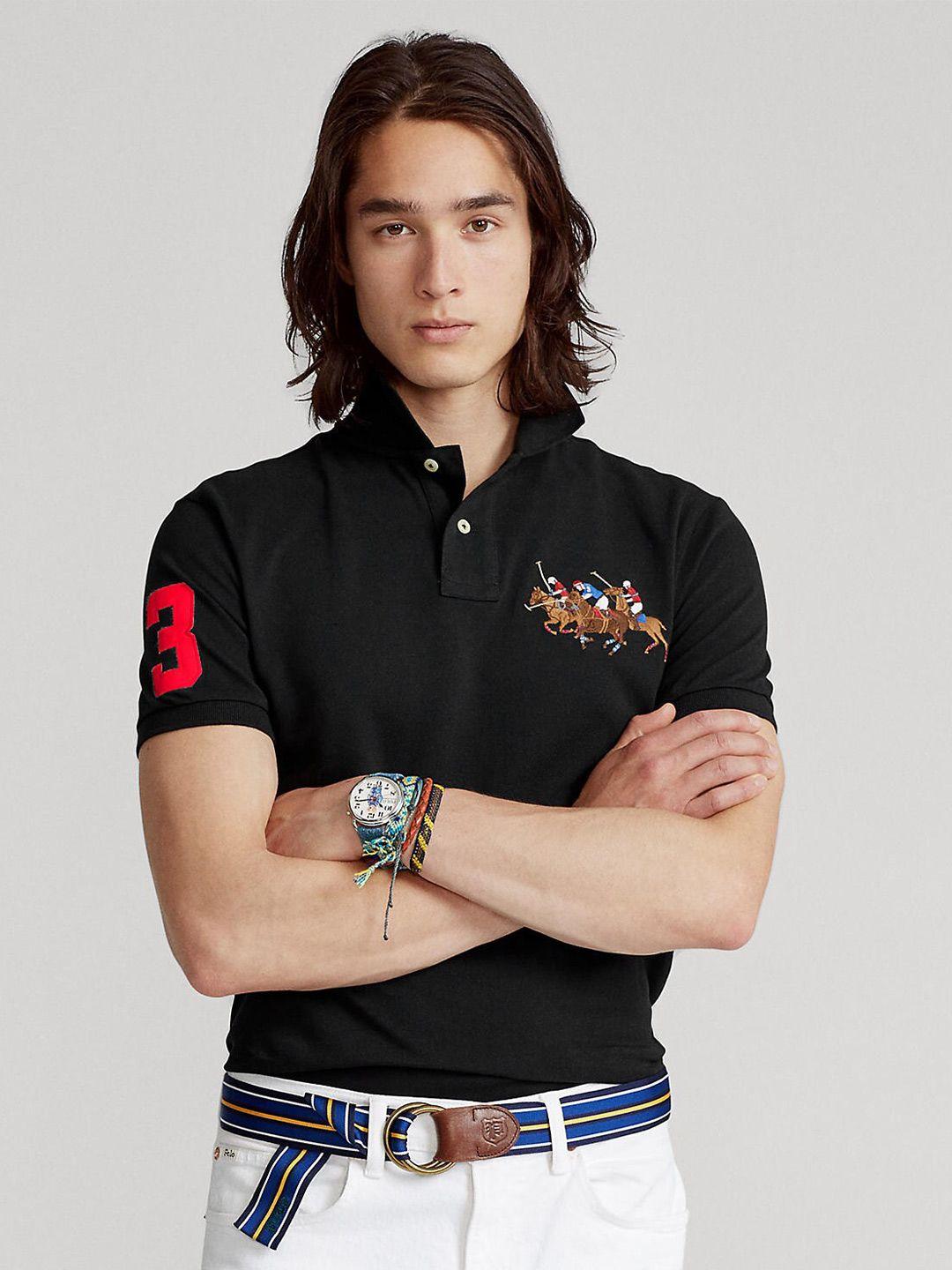 polo ralph lauren men black polo collar t-shirt