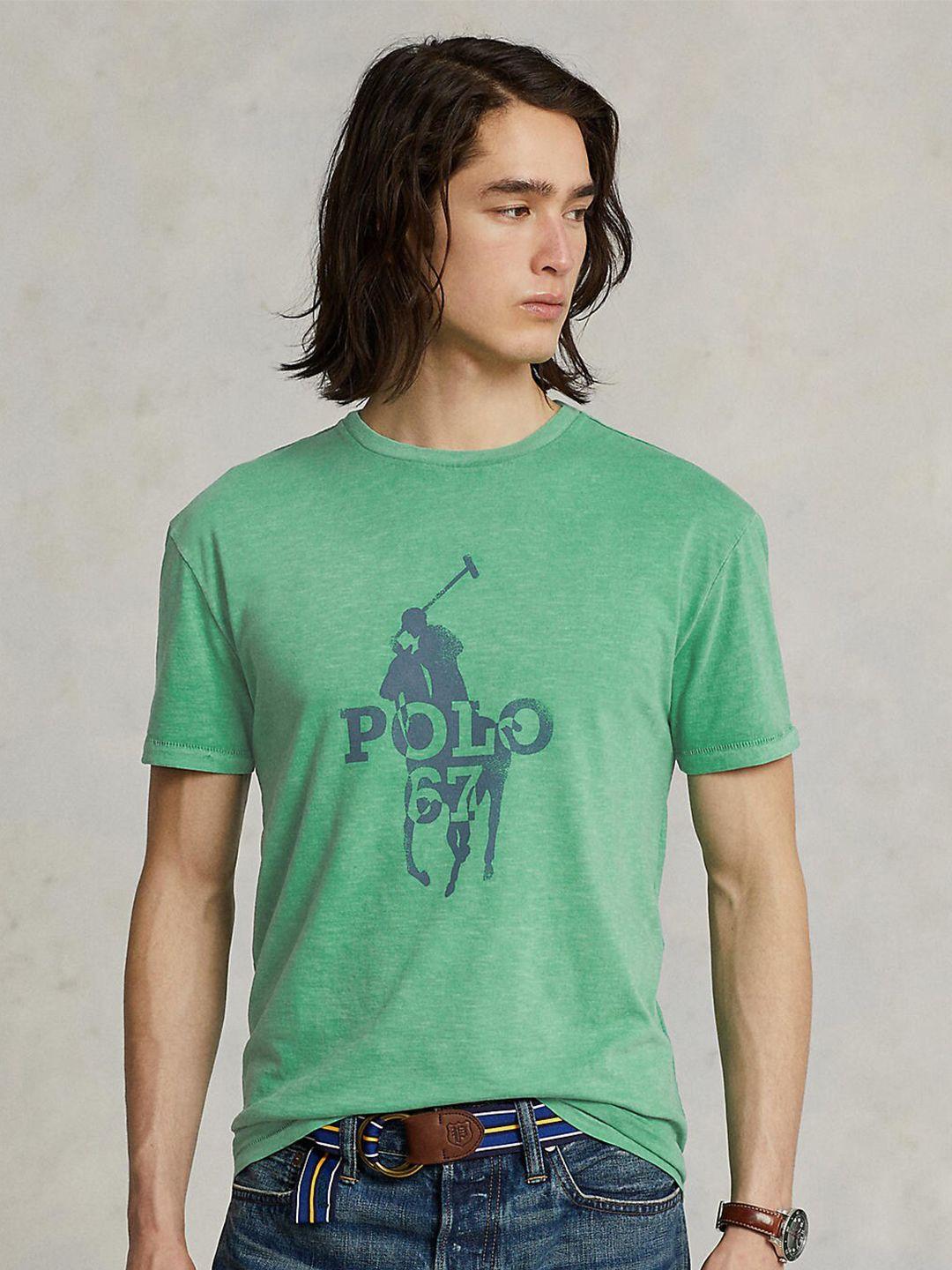 polo ralph lauren men sea green brand logo printed cotton t-shirt