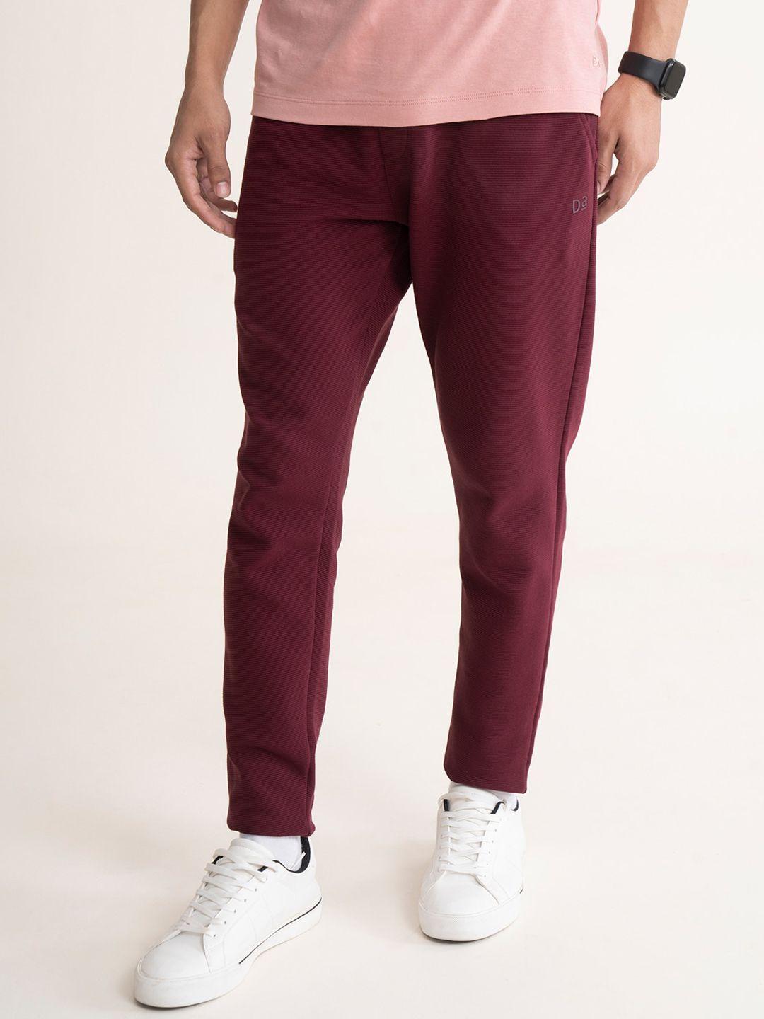 damensch men maroon pure cotton track pants