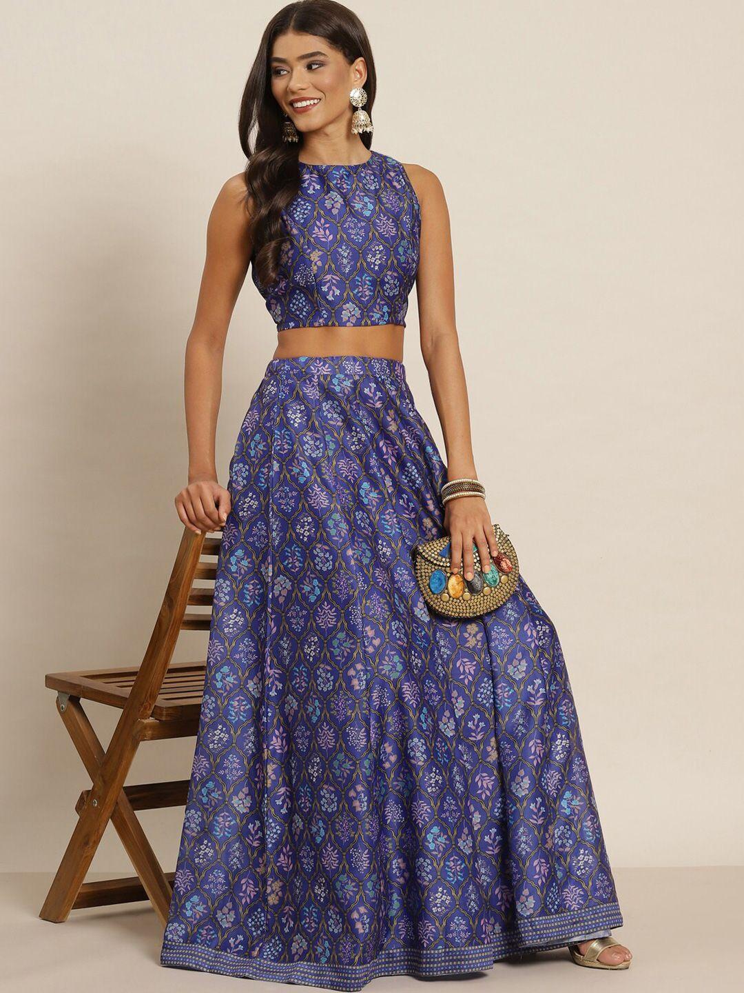 shae by sassafras purple & blue printed ready to wear lehenga & choli