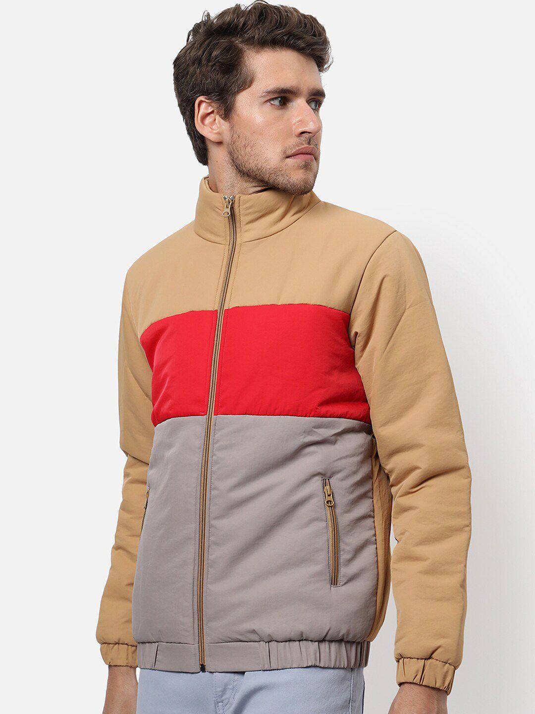 campus sutra men multicoloured windcheater outdoor bomber jacket