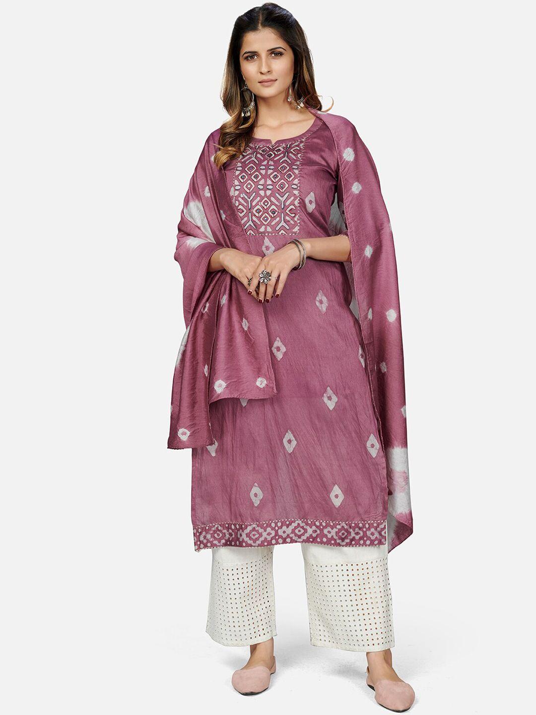 kalini women dyed chanderi silk kurta with palazzo & with dupatta