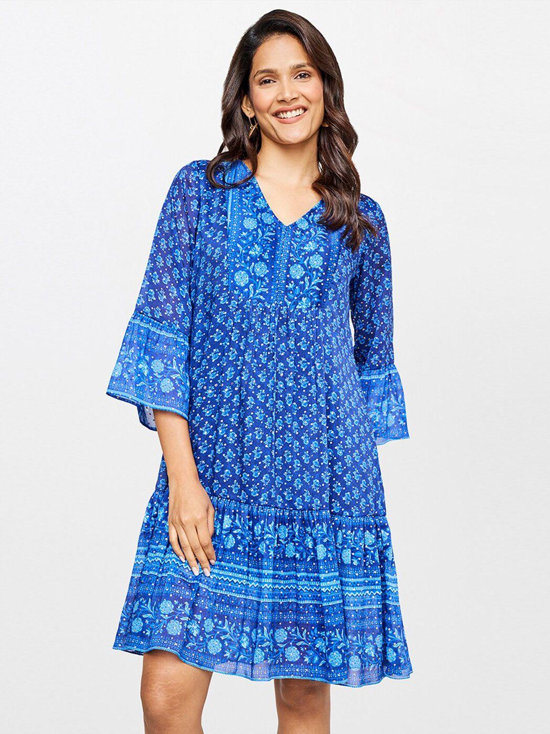 itse blue floral  a-line dress