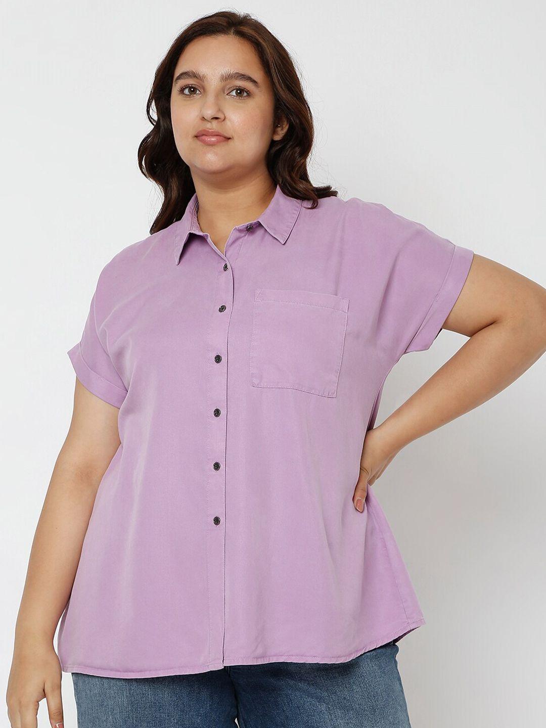 vero moda curve women purple solid casual shirt